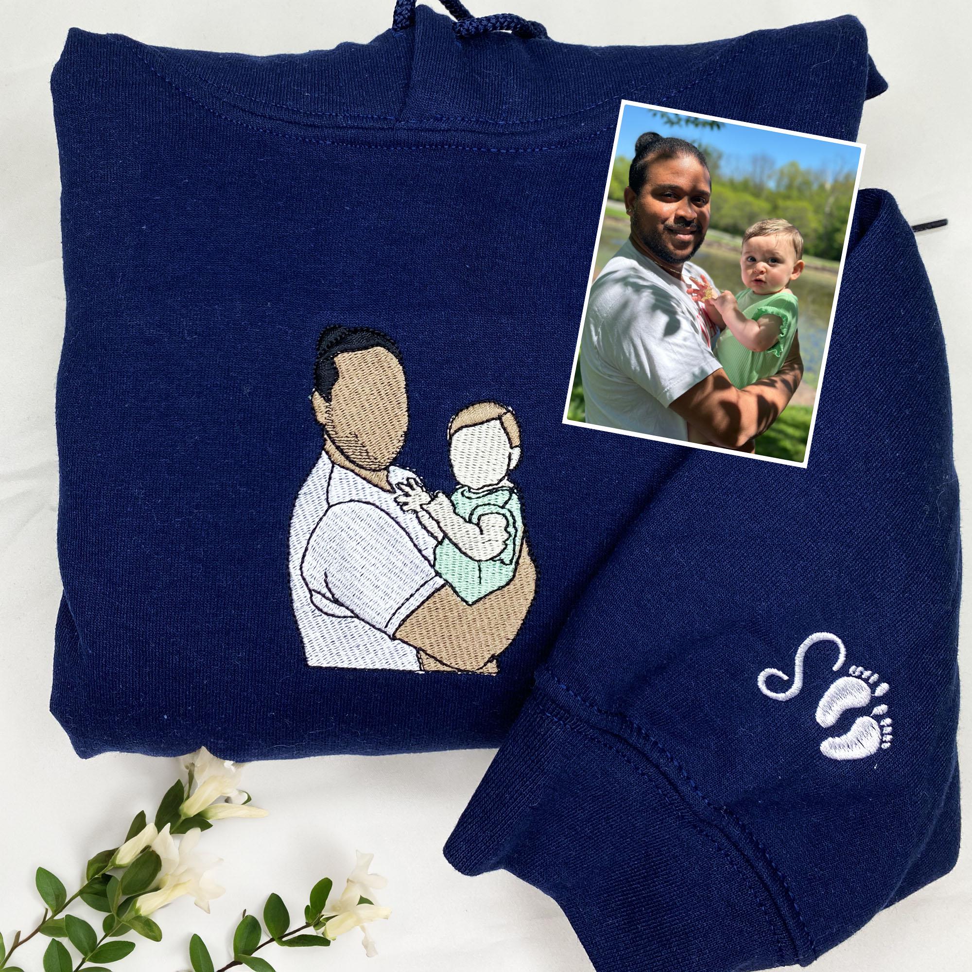 Family Reunion Custom Embroidered Portrait Sweatshirt From Photo Embroidery Shirt For Daddy Christmas Embroidered Family Shirt