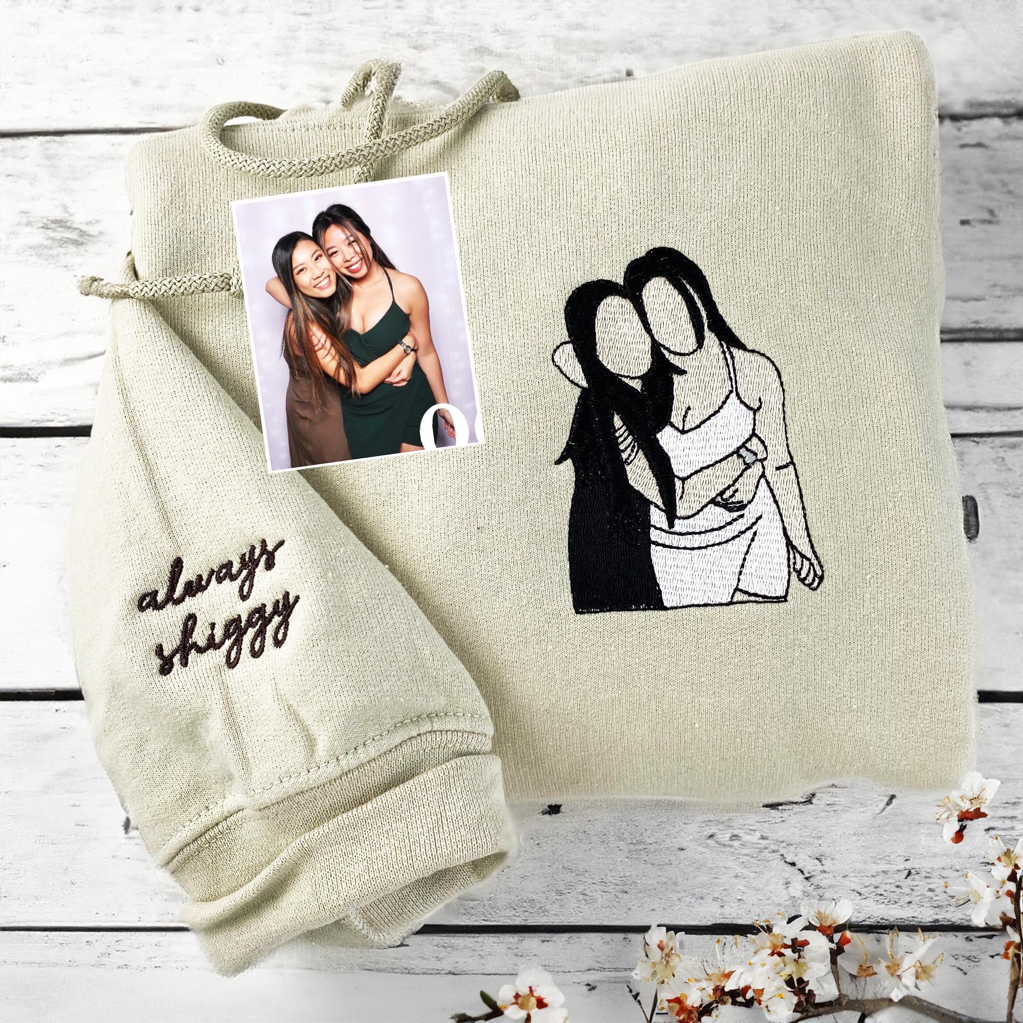Family Reunion Custom Embroidered Portrait Sweatshirt From Photo Embroidery Shirt For Daddy Christmas Embroidered Family Shirt