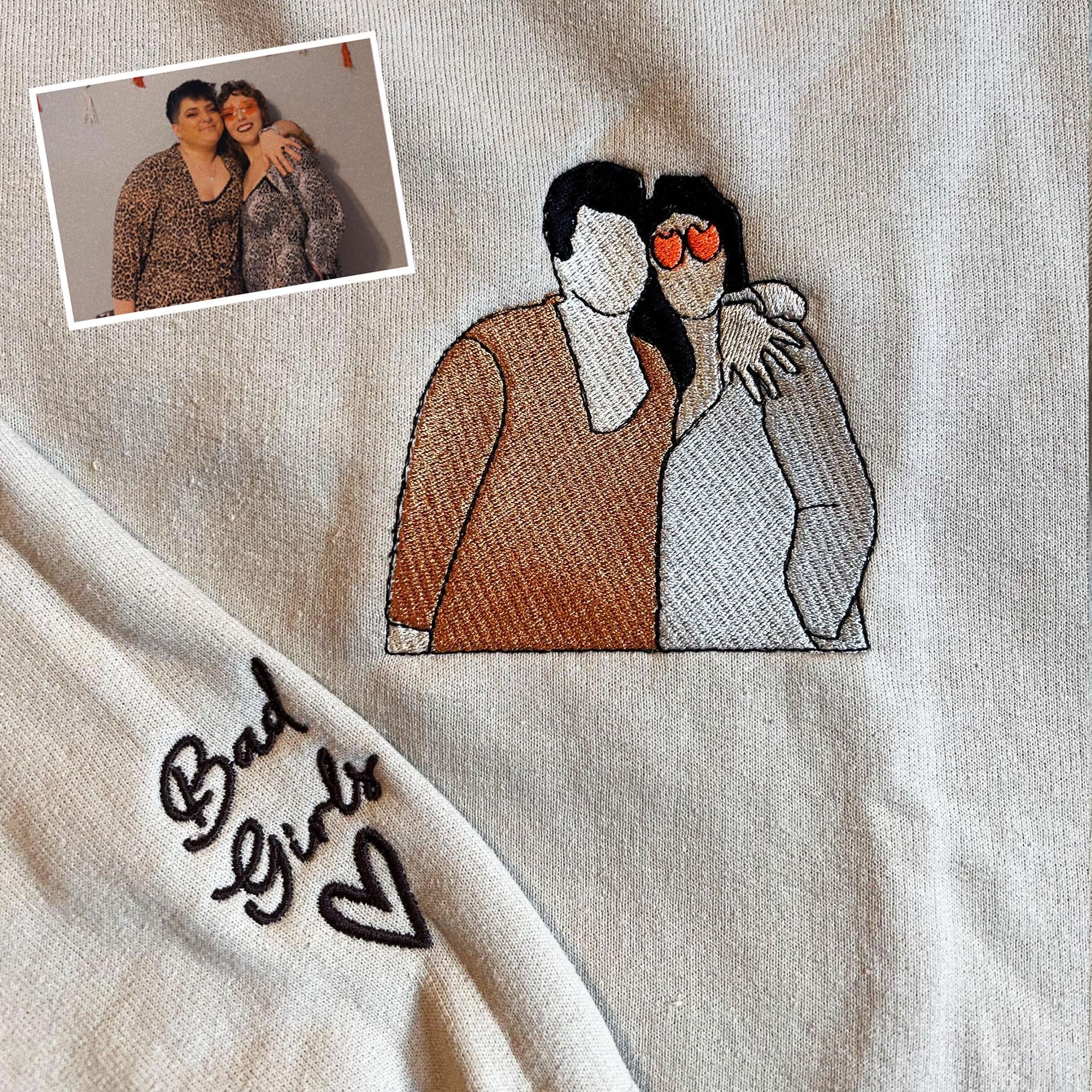 Family Reunion Custom Embroidered Portrait Sweatshirt From Photo Embroidery Shirt For Daddy Christmas Embroidered Family Shirt