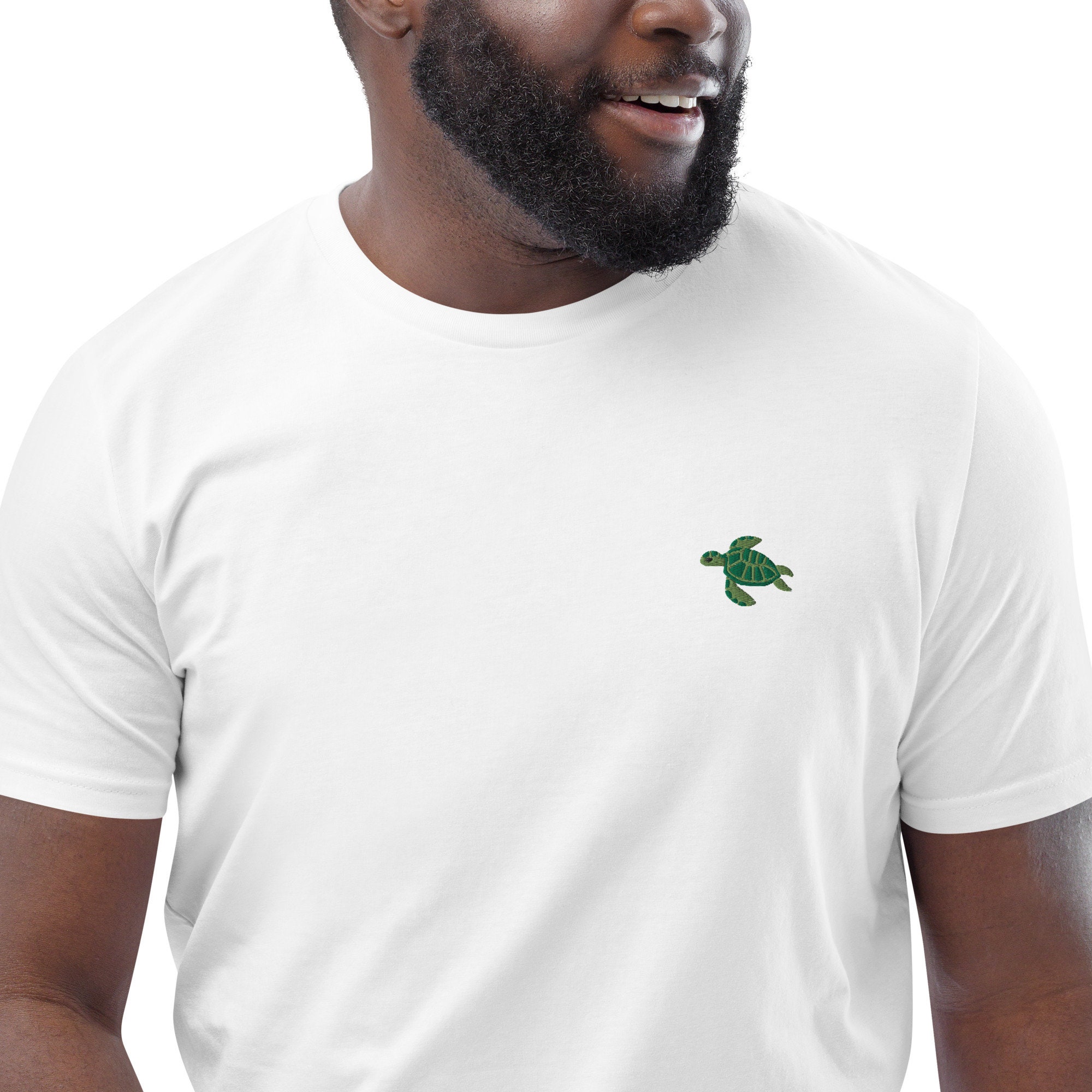 Turtle Organic Embroidered Unisex T-shirt Minimal Design