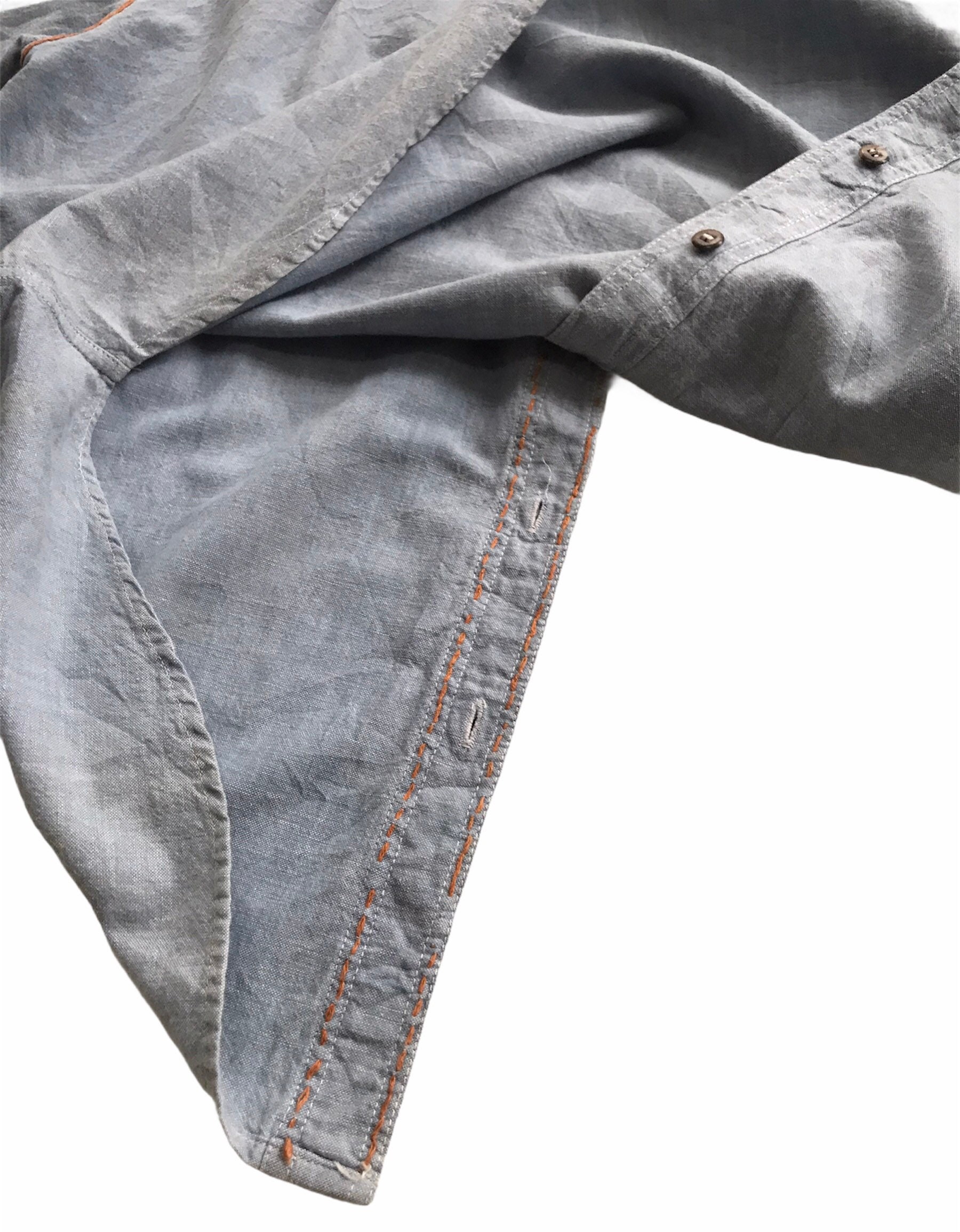 Men Vintage Chambray Top Blue Jeans Embroidered Bohemian Shirt Unique Rare Handcrafted Floral Outerwear Embroidery Top Classic Casual Outfit