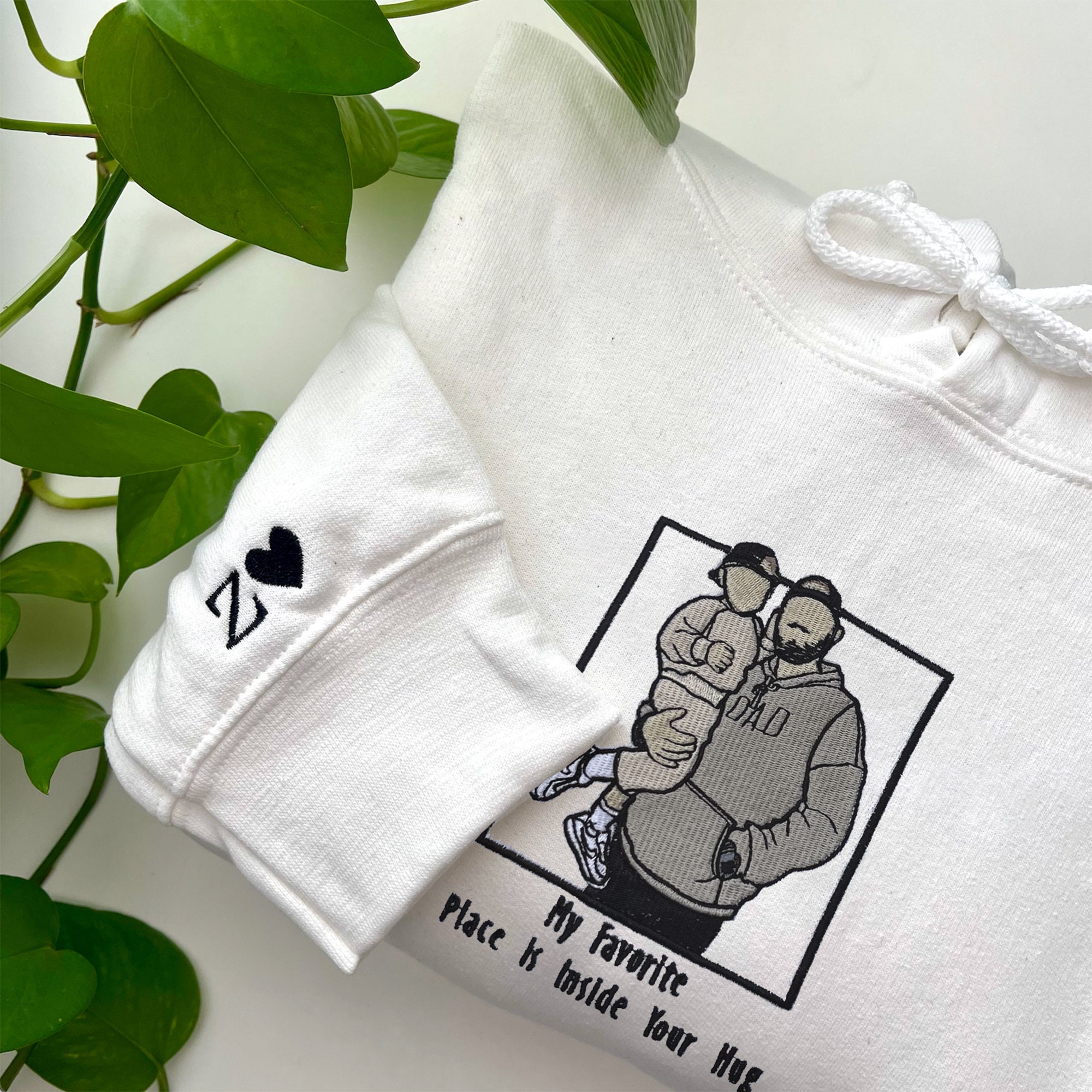 Embroidered Portrait Sweatshirt Custom Photo On Hoodie Embroidered Father Portrait Hoodie From Your Photo Christmas Gift For Dad