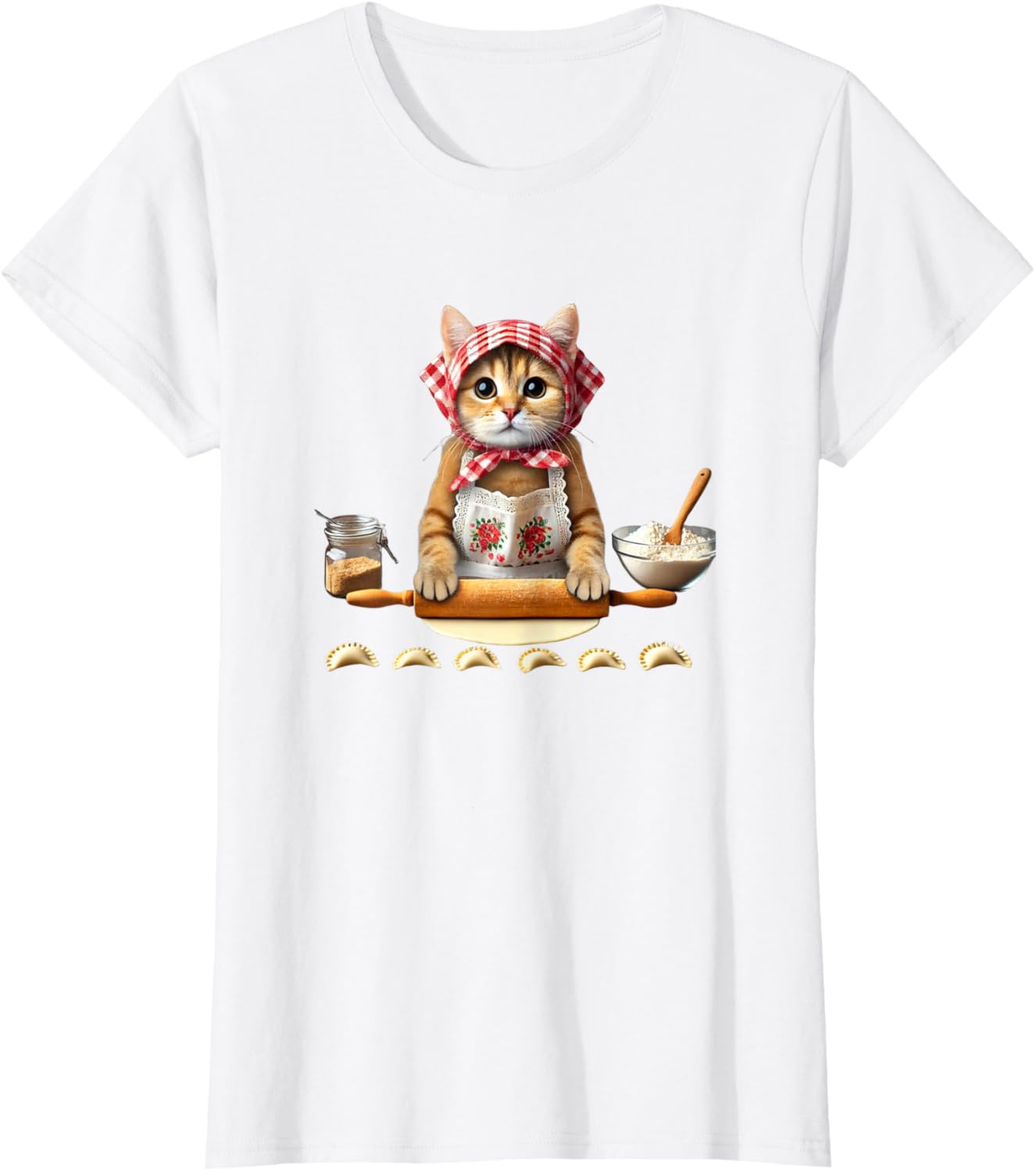Babushka Cat Pierogi Making Polish Cat T-shirt
