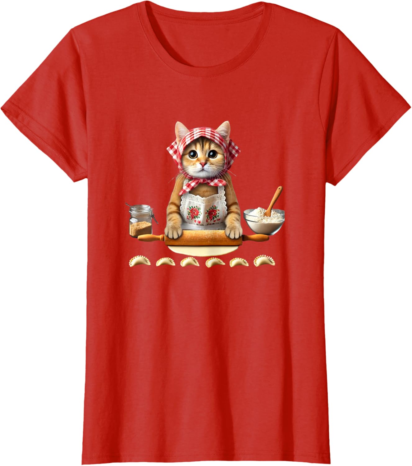 Babushka Cat Pierogi Making Polish Cat T-shirt