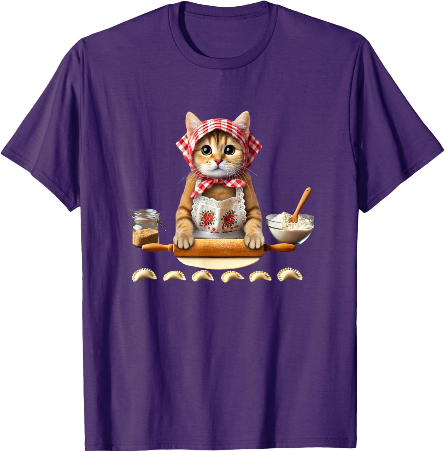 Babushka Cat Pierogi Making Polish Cat T-shirt