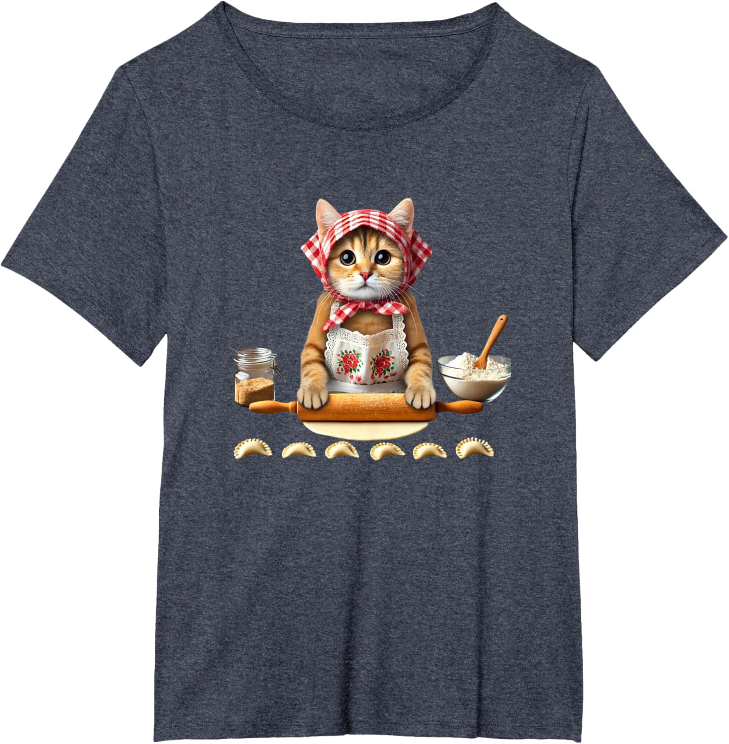 Babushka Cat Pierogi Making Polish Cat T-shirt