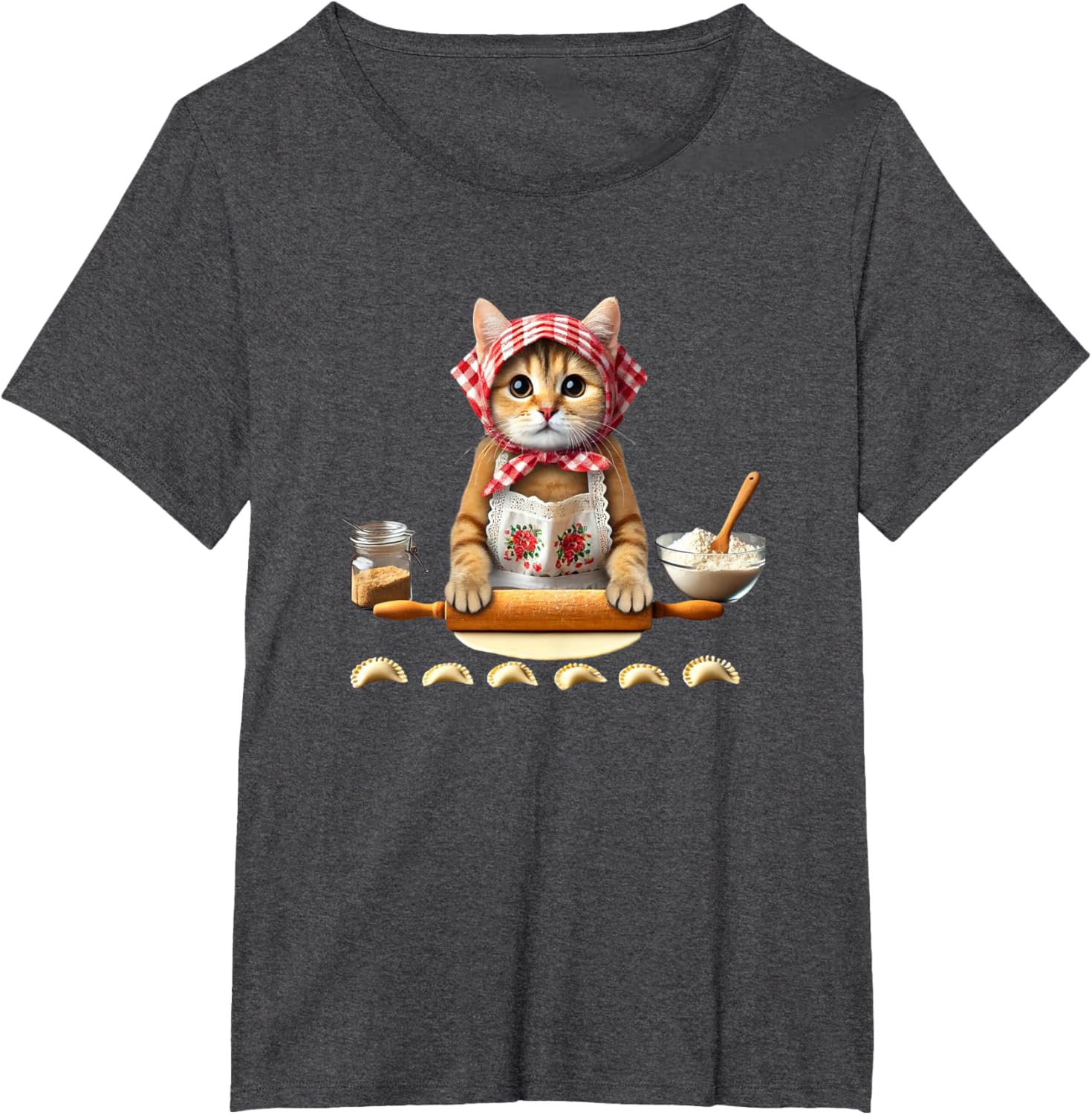 Babushka Cat Pierogi Making Polish Cat T-shirt