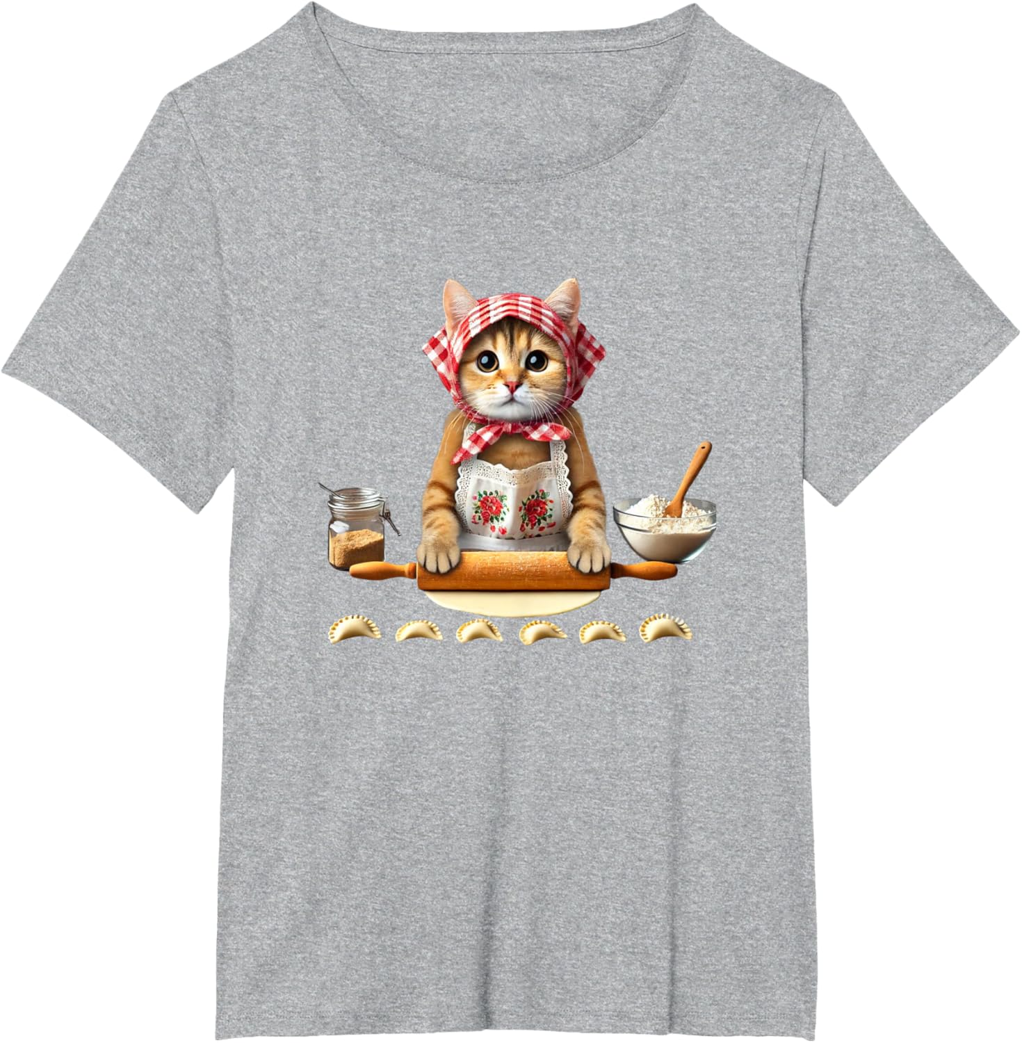 Babushka Cat Pierogi Making Polish Cat T-shirt