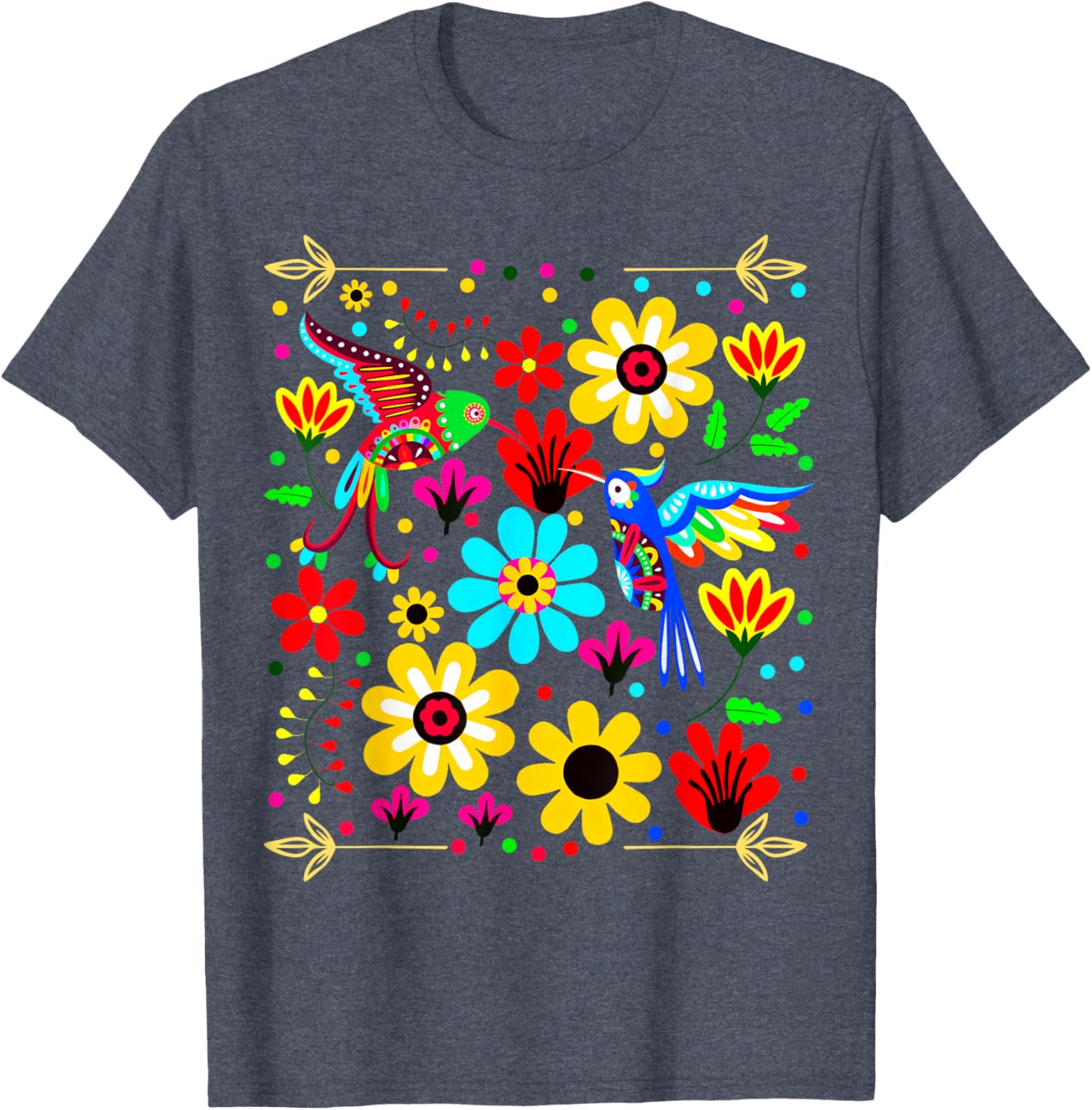 Floral Bird Otomi Mexican Style Mexicano Mexicana T-shirt