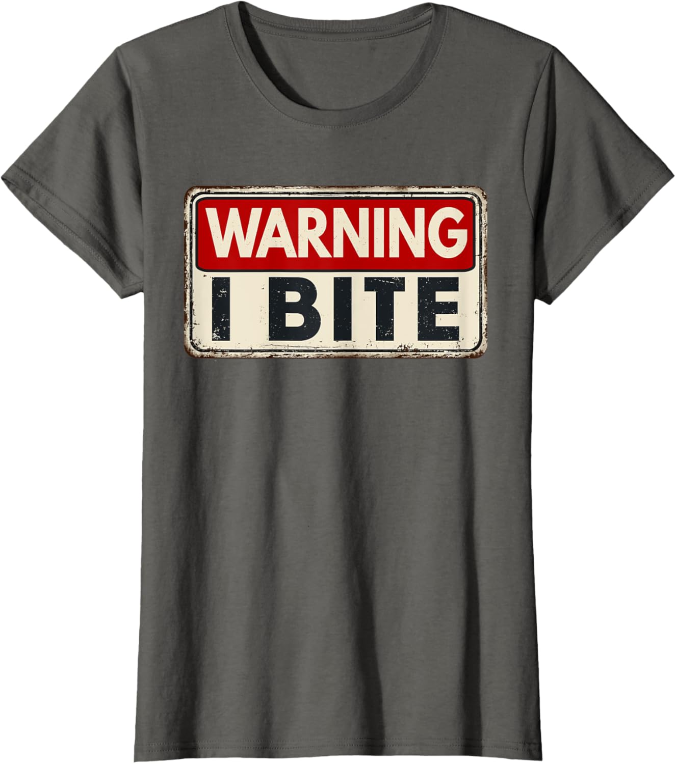 Warning I Bite T-shirt Small Black