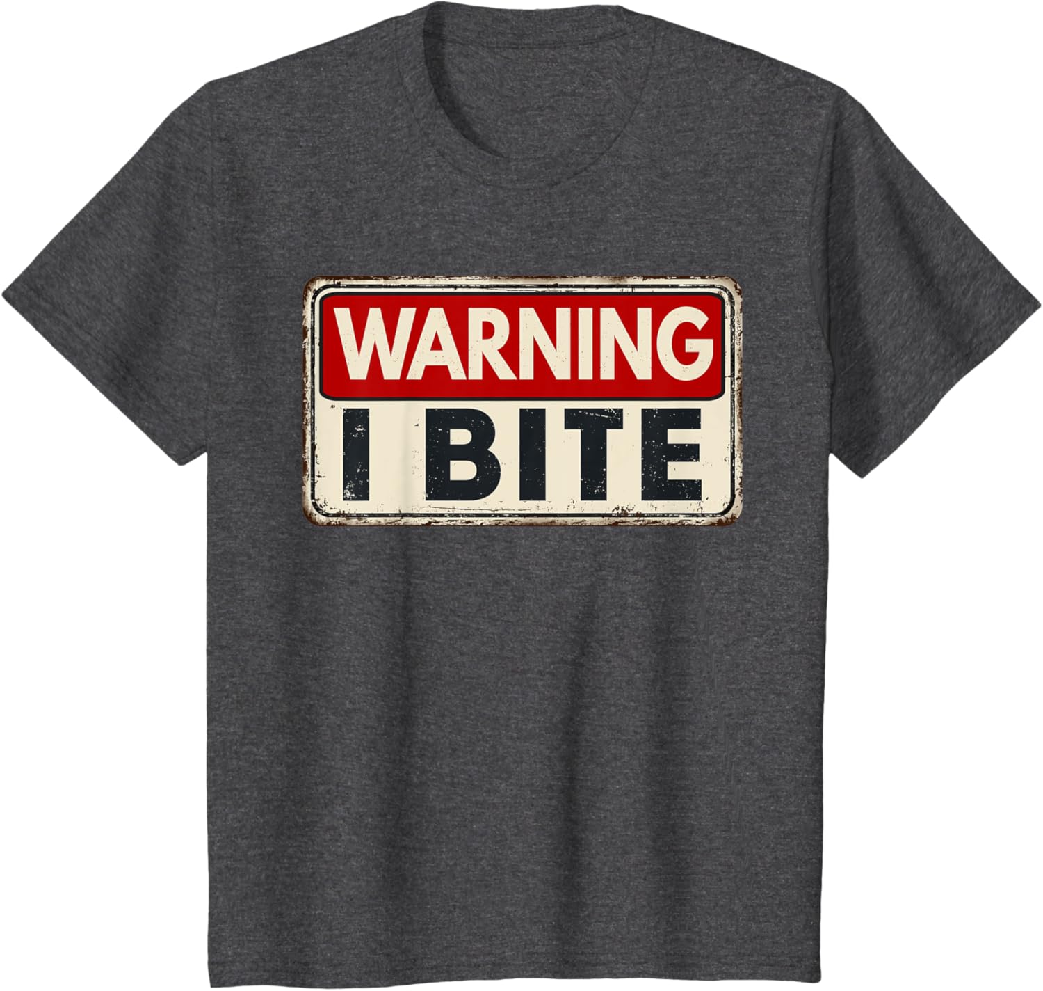 Warning I Bite T-shirt Small Black