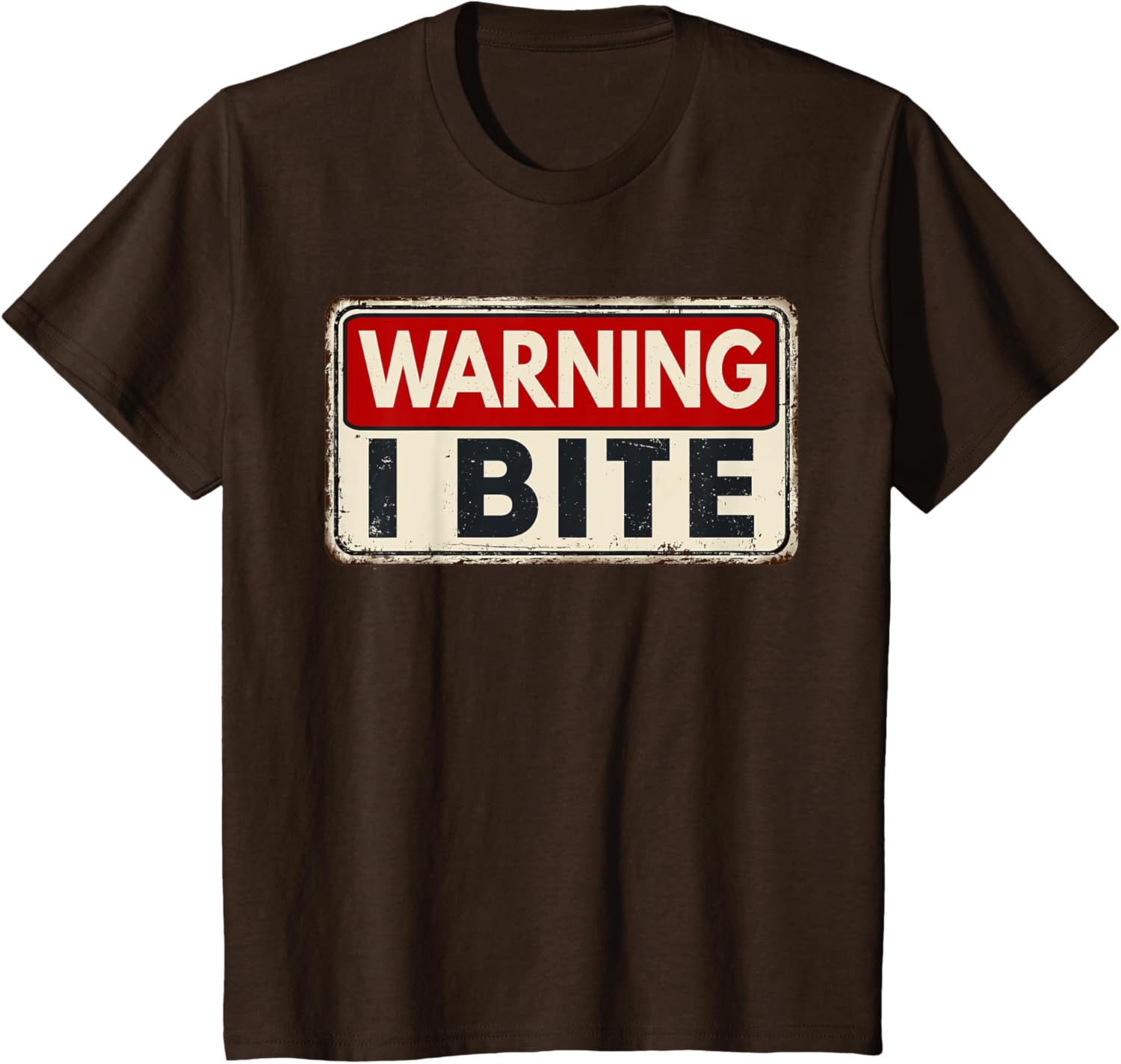 Warning I Bite T-shirt Small Black