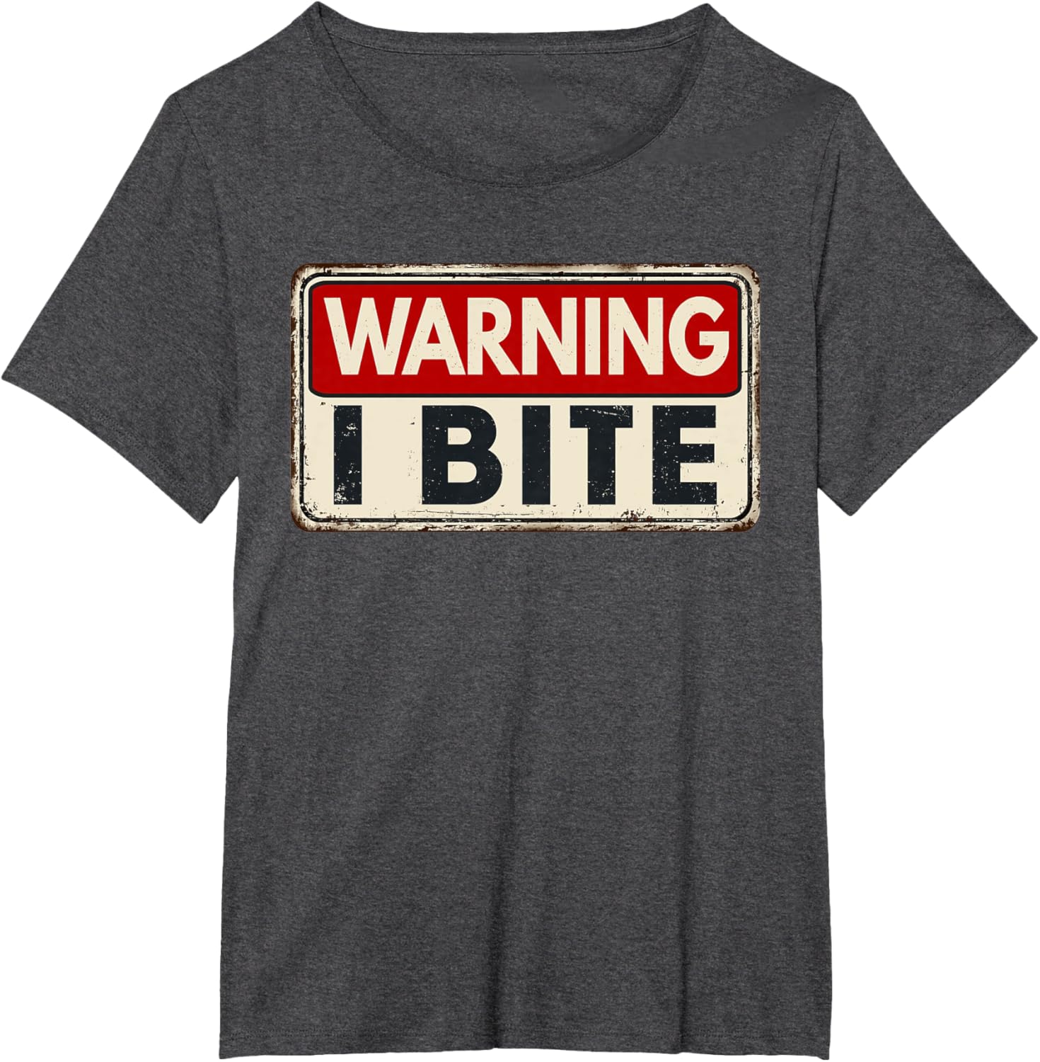 Warning I Bite T-shirt Small Black