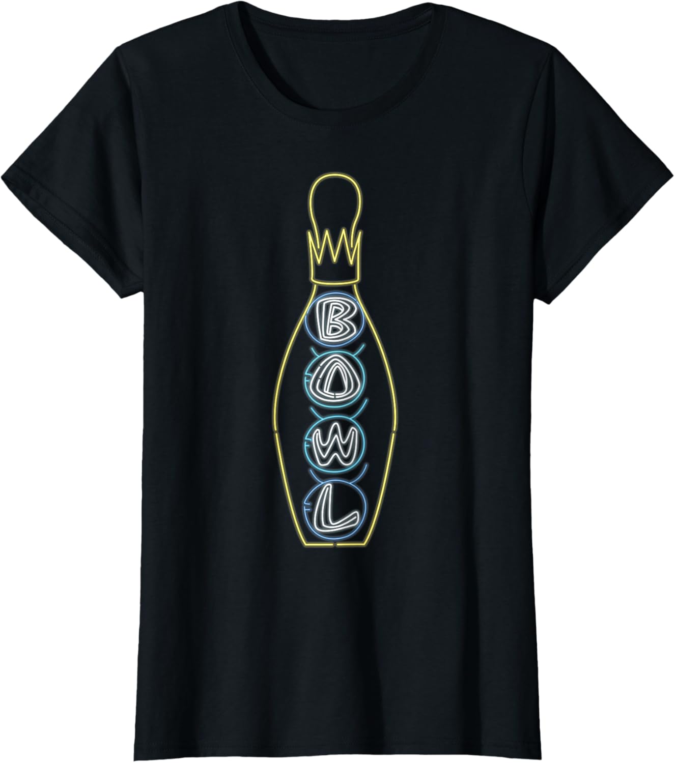 Big Lebowski Retro Neon Crown Bowling Pin Graphic T-shirt T-shirt