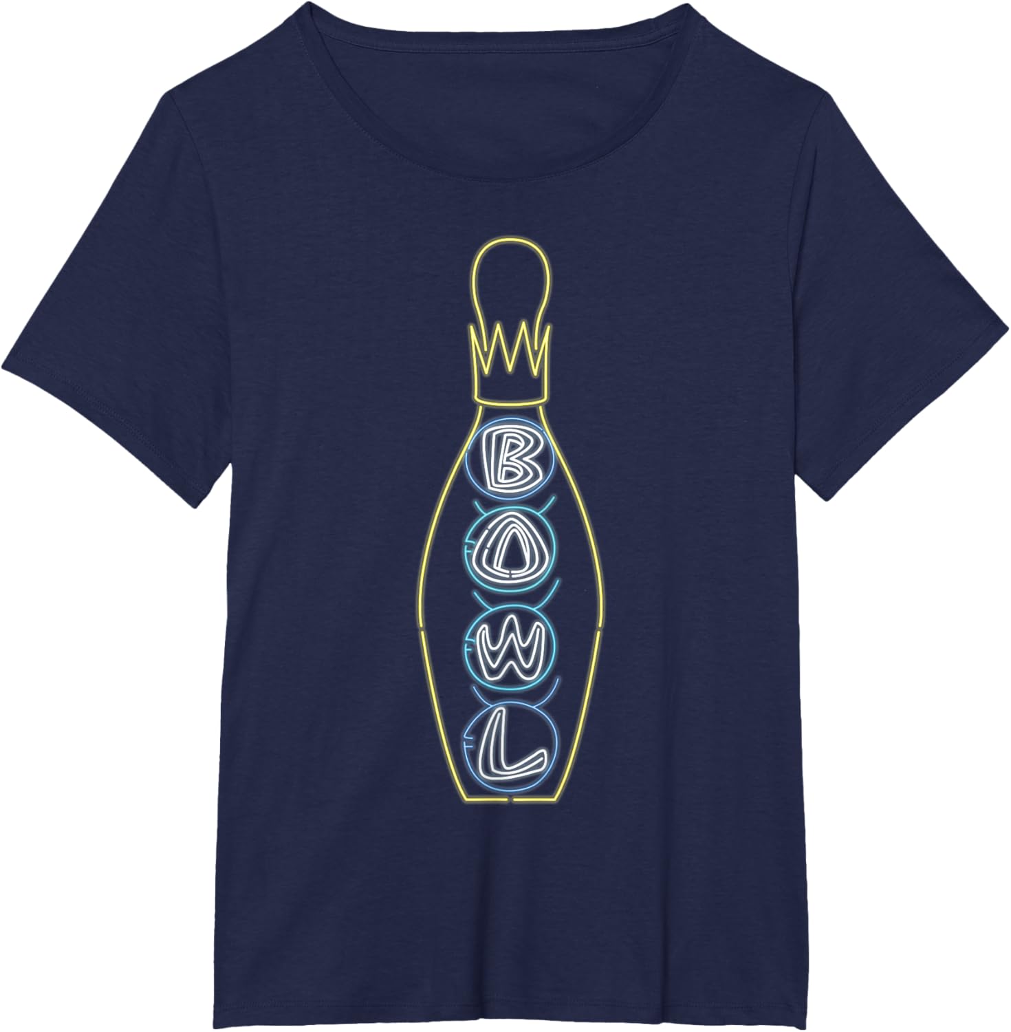Big Lebowski Retro Neon Crown Bowling Pin Graphic T-shirt T-shirt