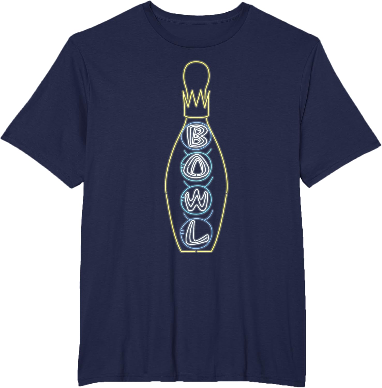 Big Lebowski Retro Neon Crown Bowling Pin Graphic T-shirt T-shirt