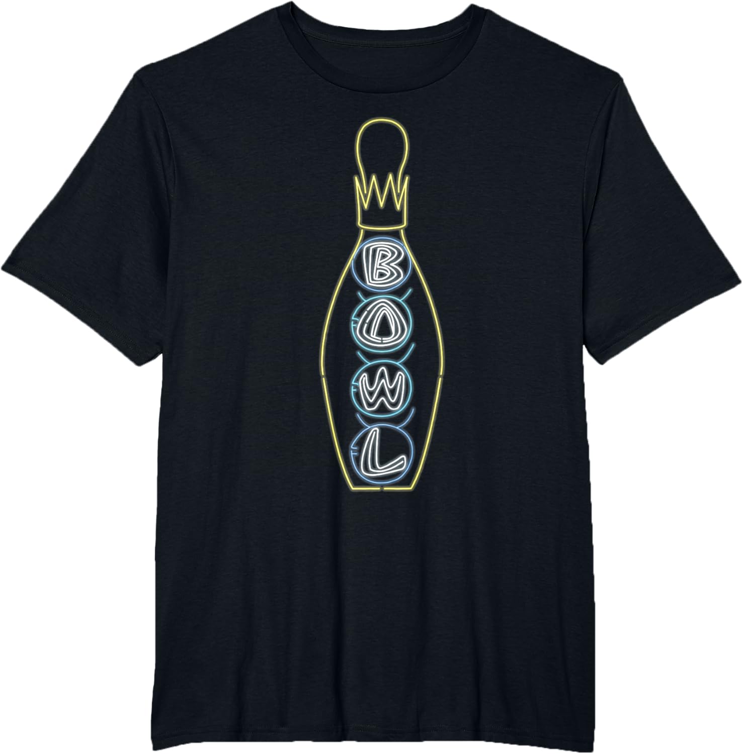 Big Lebowski Retro Neon Crown Bowling Pin Graphic T-shirt T-shirt