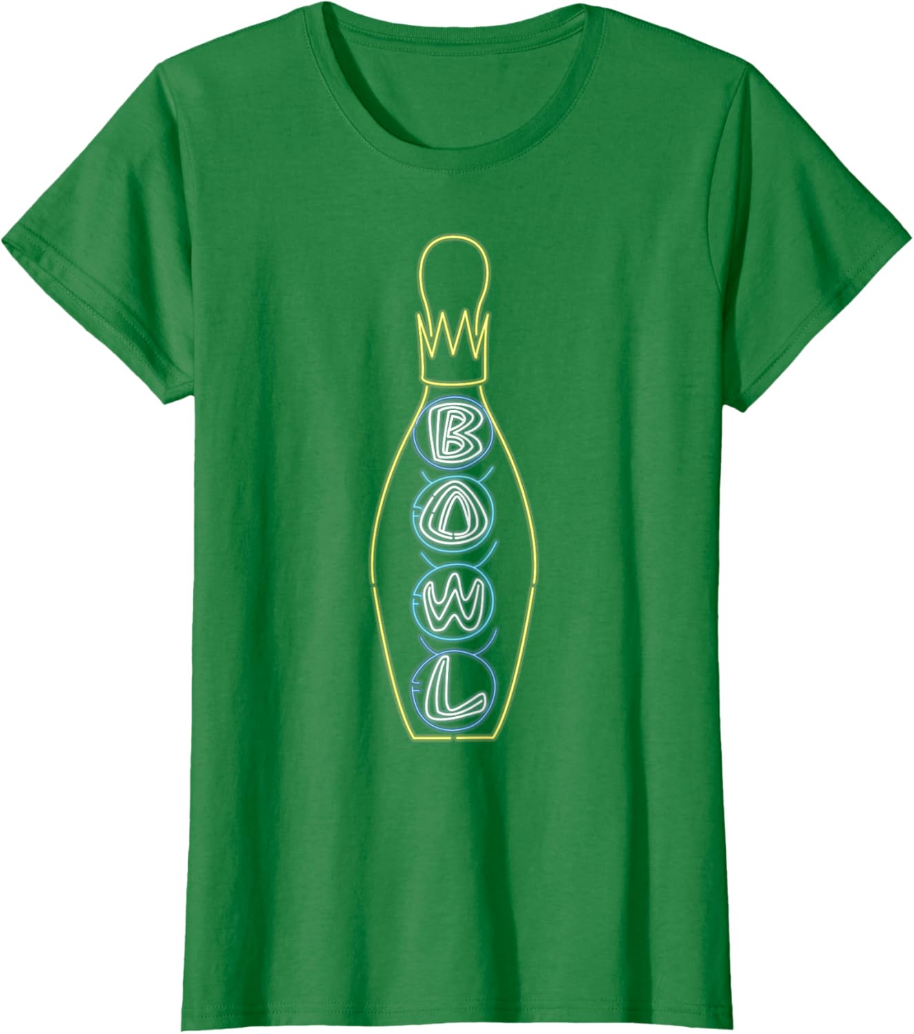 Big Lebowski Retro Neon Crown Bowling Pin Graphic T-shirt T-shirt