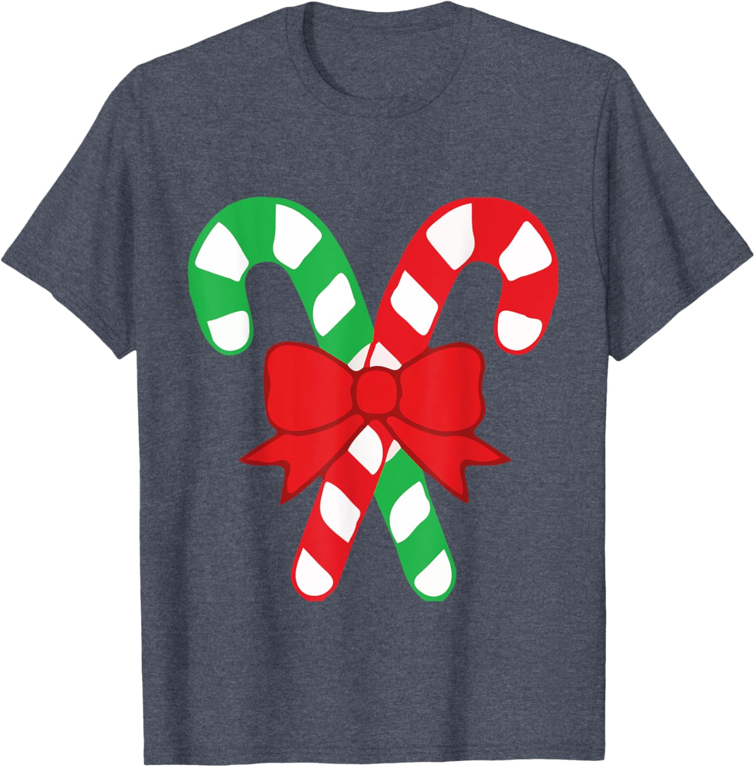 Candy Cane Christmas With Holiday Bow T-shirt