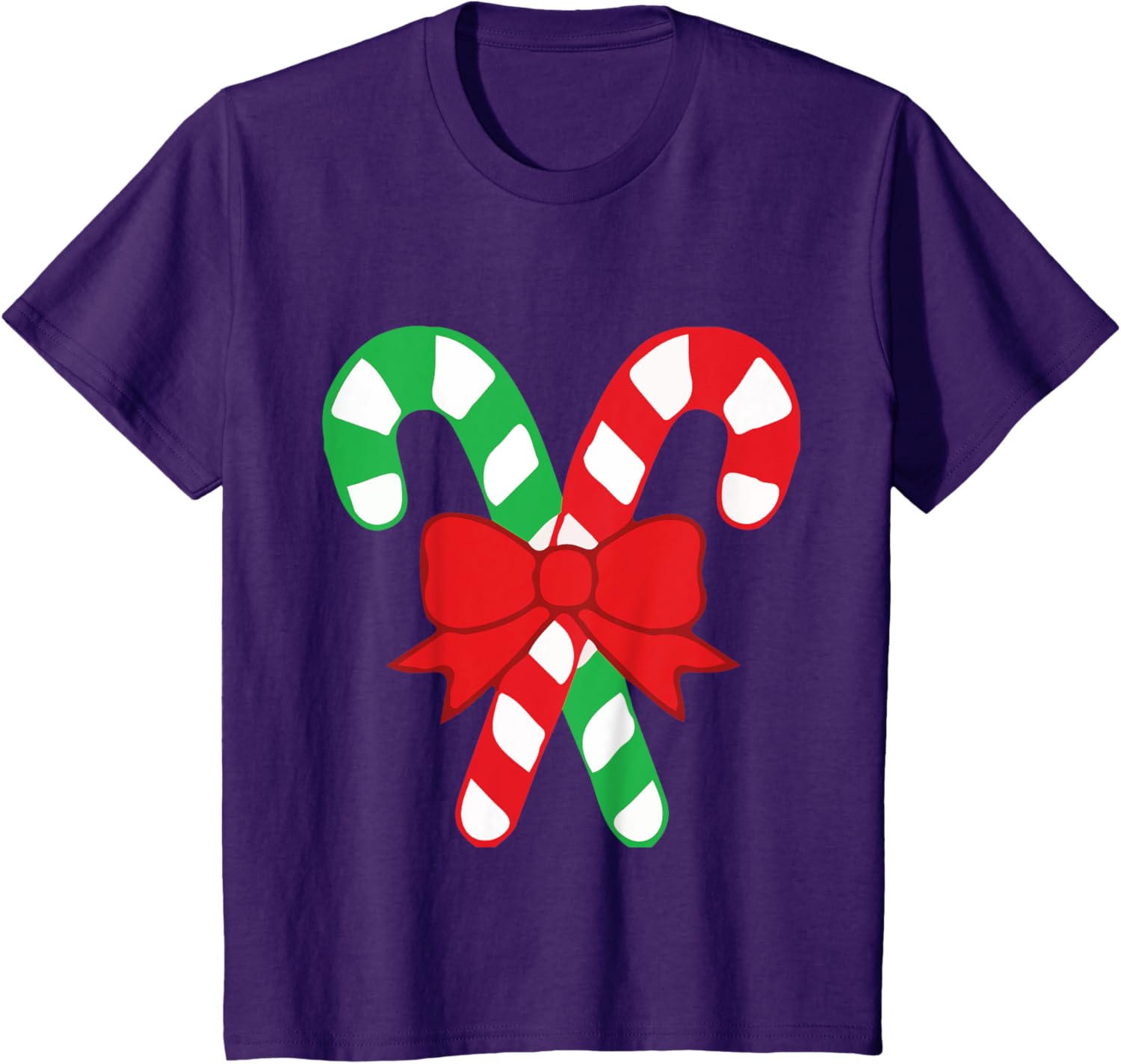 Candy Cane Christmas With Holiday Bow T-shirt