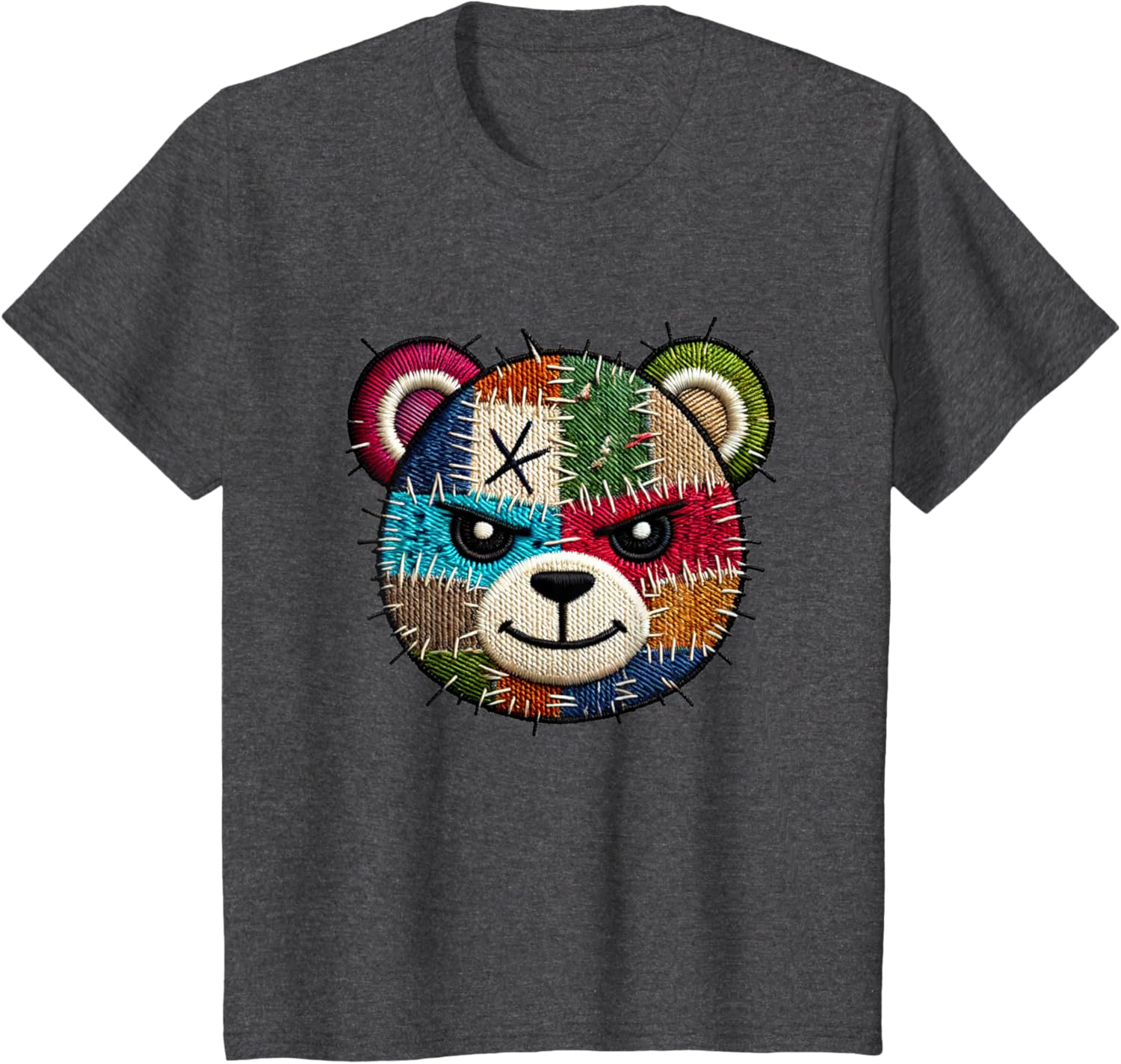 Rebel Teddy - Embroidered Style Grungy Teddy T-shirt