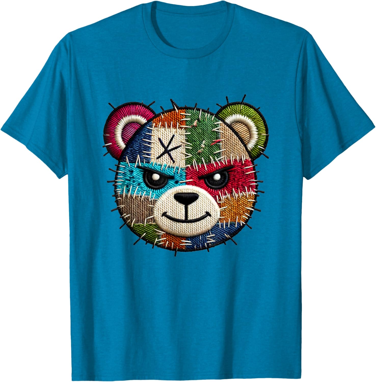 Rebel Teddy - Embroidered Style Grungy Teddy T-shirt