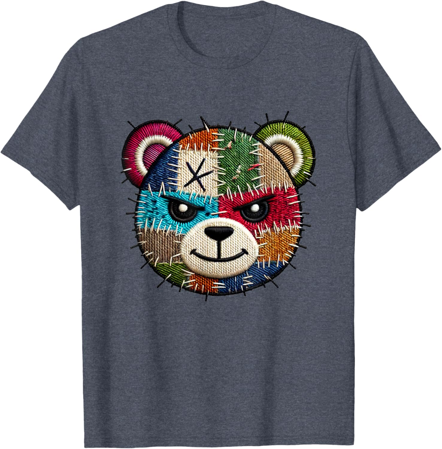 Rebel Teddy - Embroidered Style Grungy Teddy T-shirt