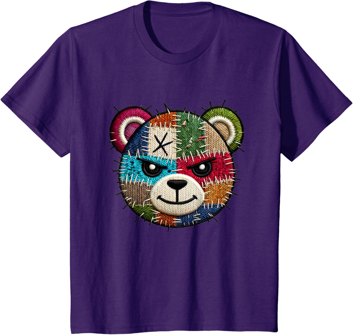 Rebel Teddy - Embroidered Style Grungy Teddy T-shirt