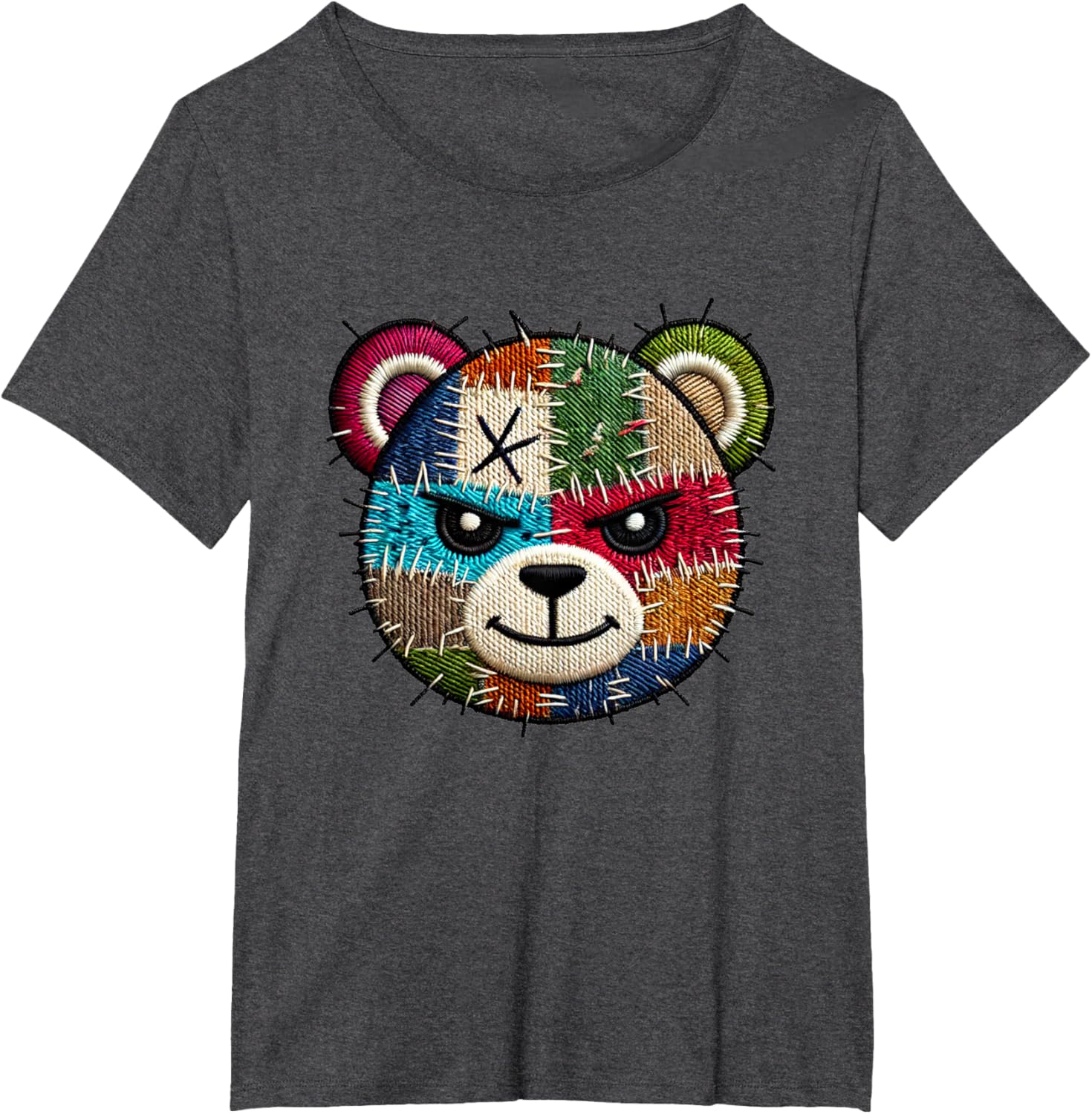 Rebel Teddy - Embroidered Style Grungy Teddy T-shirt