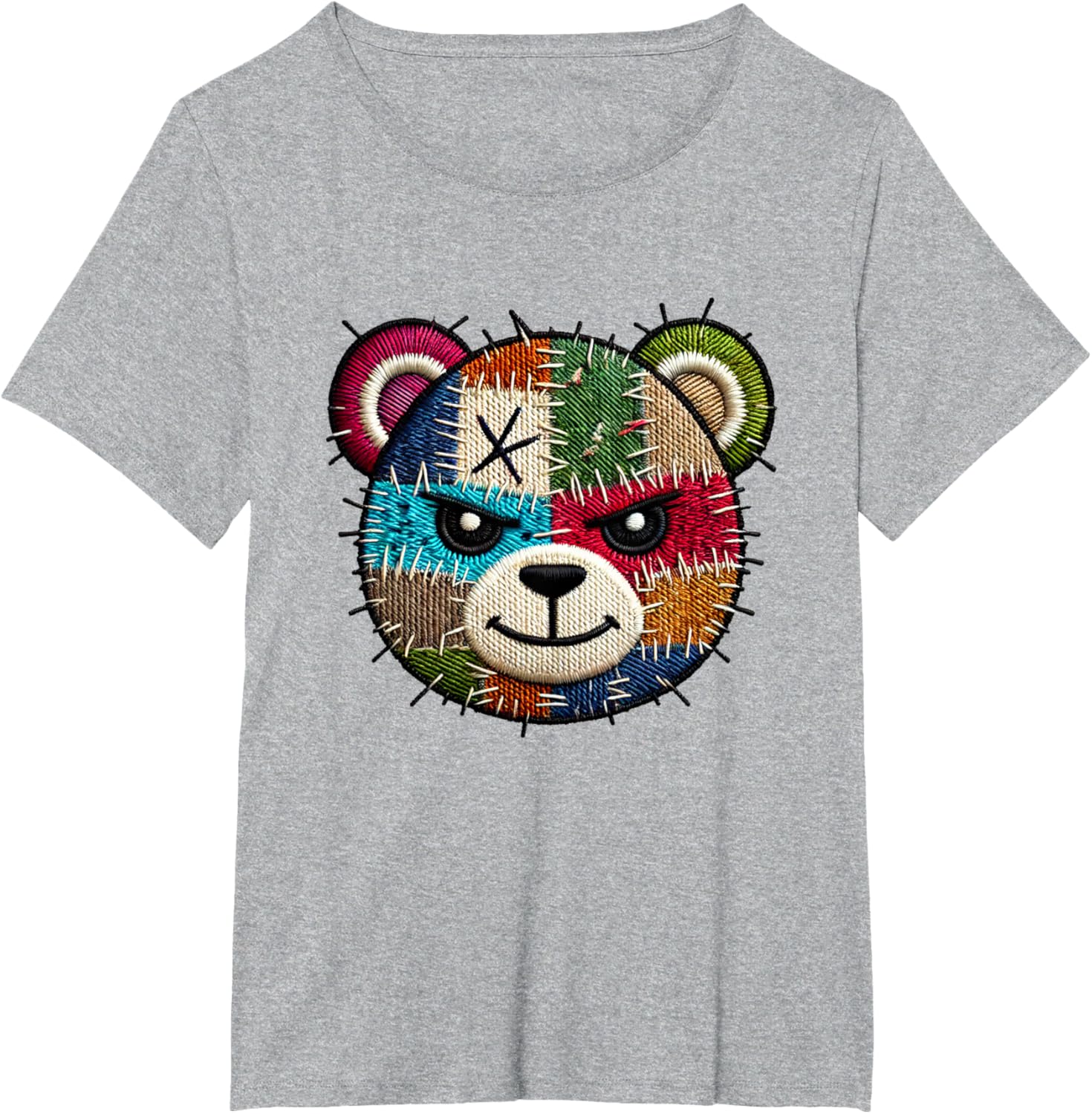 Rebel Teddy - Embroidered Style Grungy Teddy T-shirt