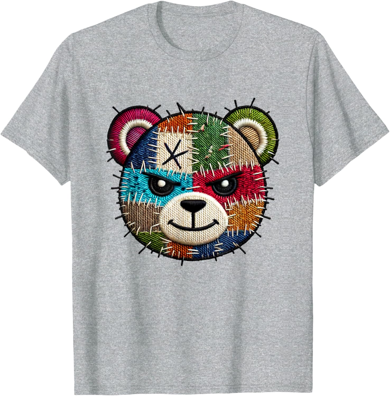 Rebel Teddy - Embroidered Style Grungy Teddy T-shirt