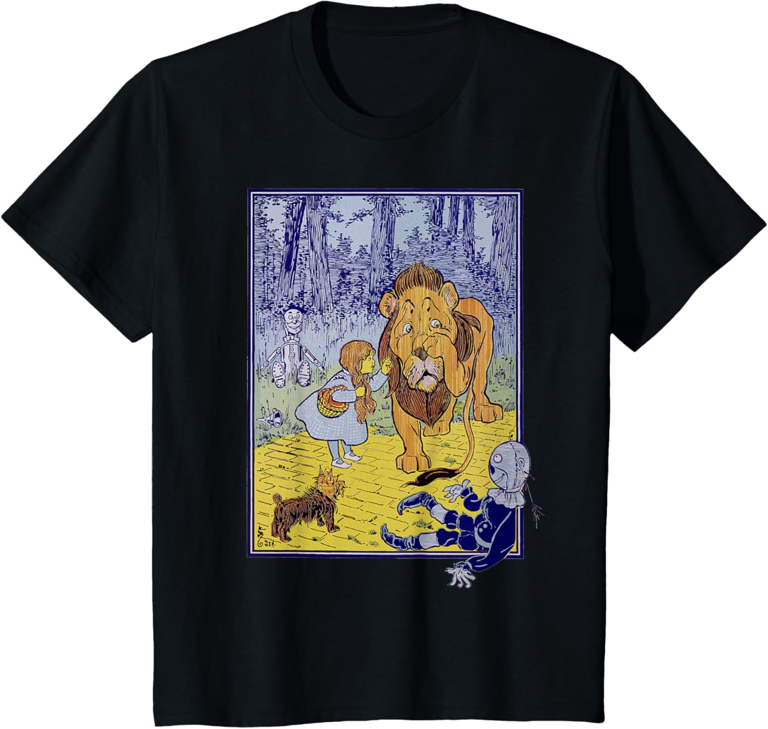Vintage Wizard Of Oz Lion Scarecrow Tin Man Dorothy Toto T-shirt