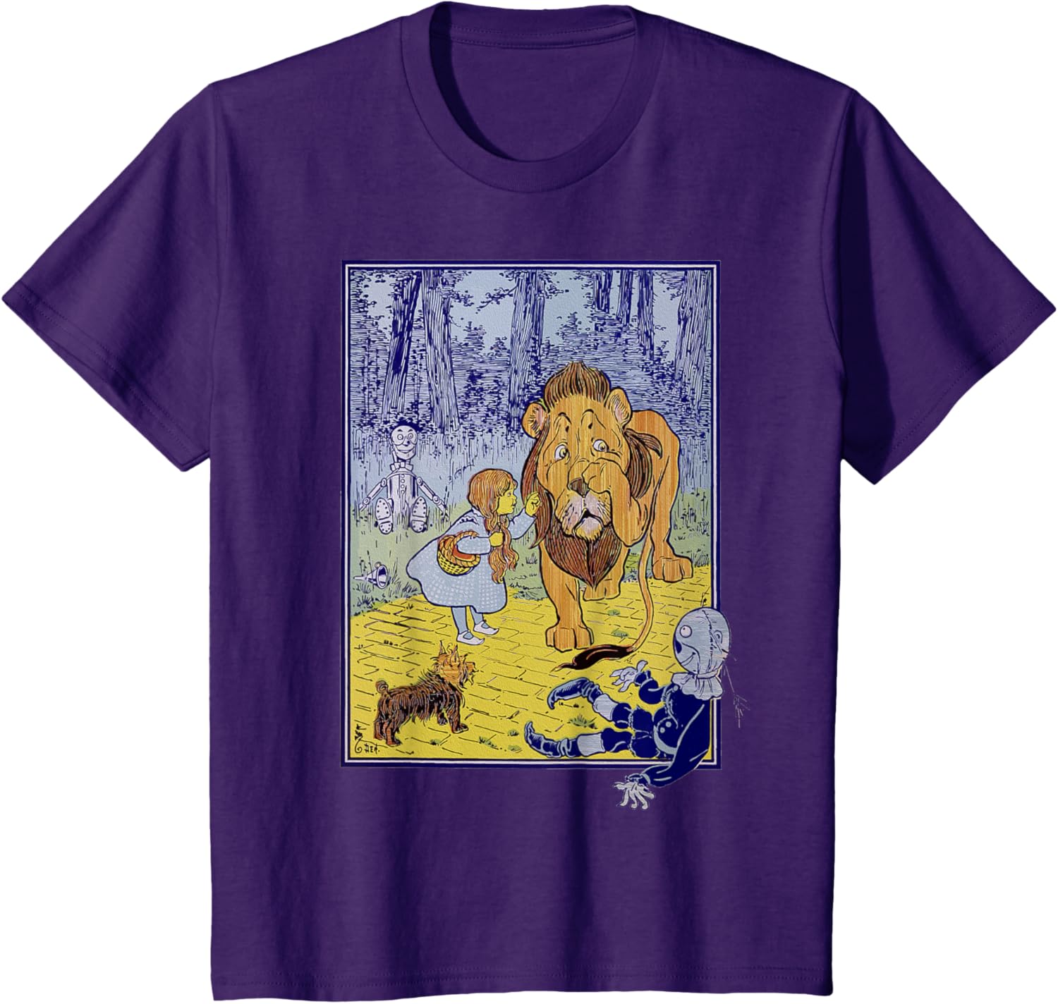 Vintage Wizard Of Oz Lion Scarecrow Tin Man Dorothy Toto T-shirt