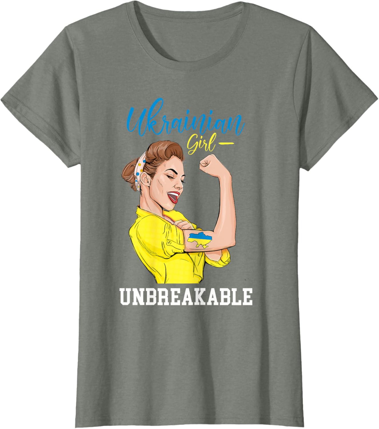 Ukraine Girl Ukrainian Girl Flag Messy Bun Ukraine Women T-shirt