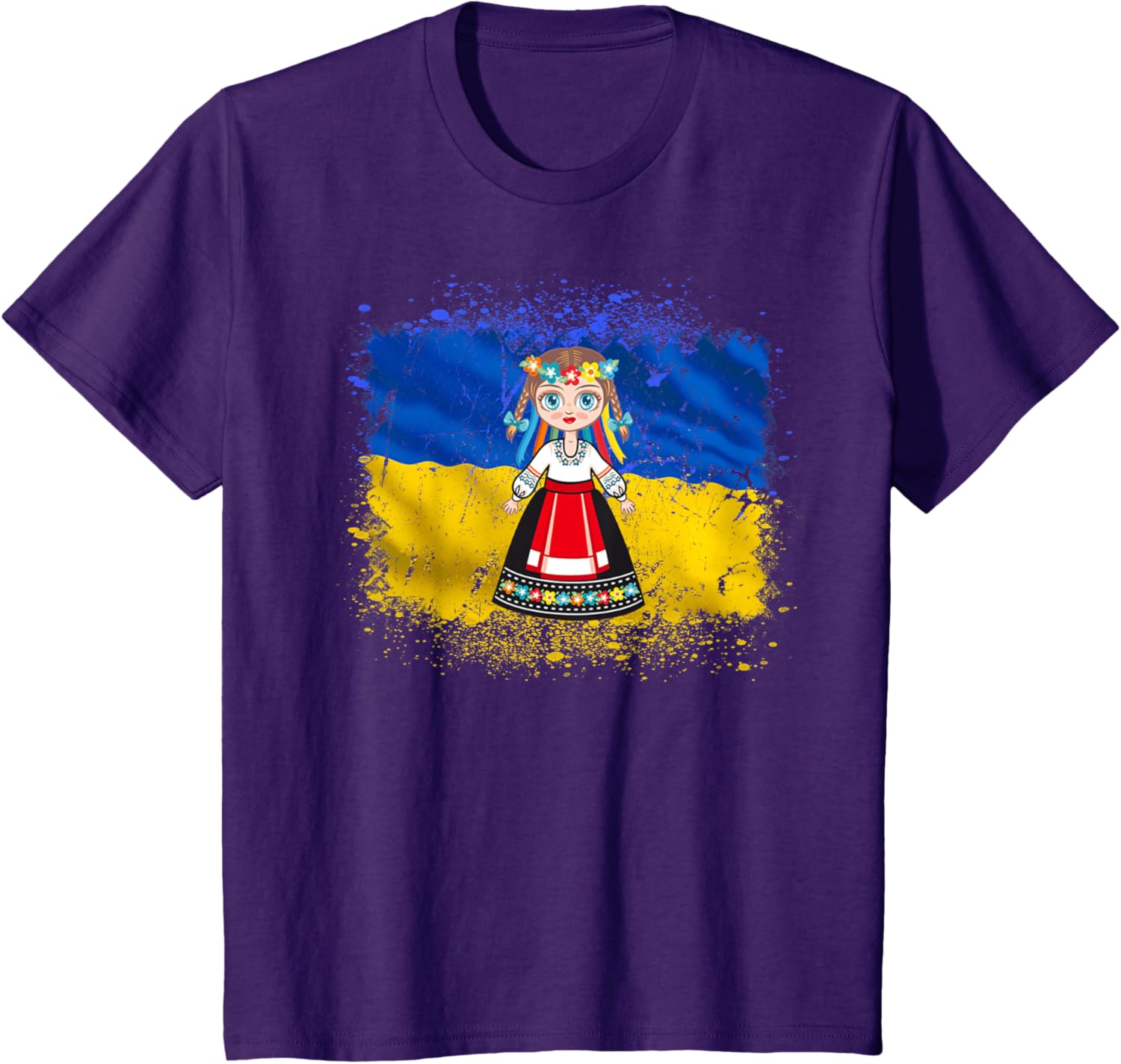Girl In Ukrainian National Dress Ukraine Flag T-shirt
