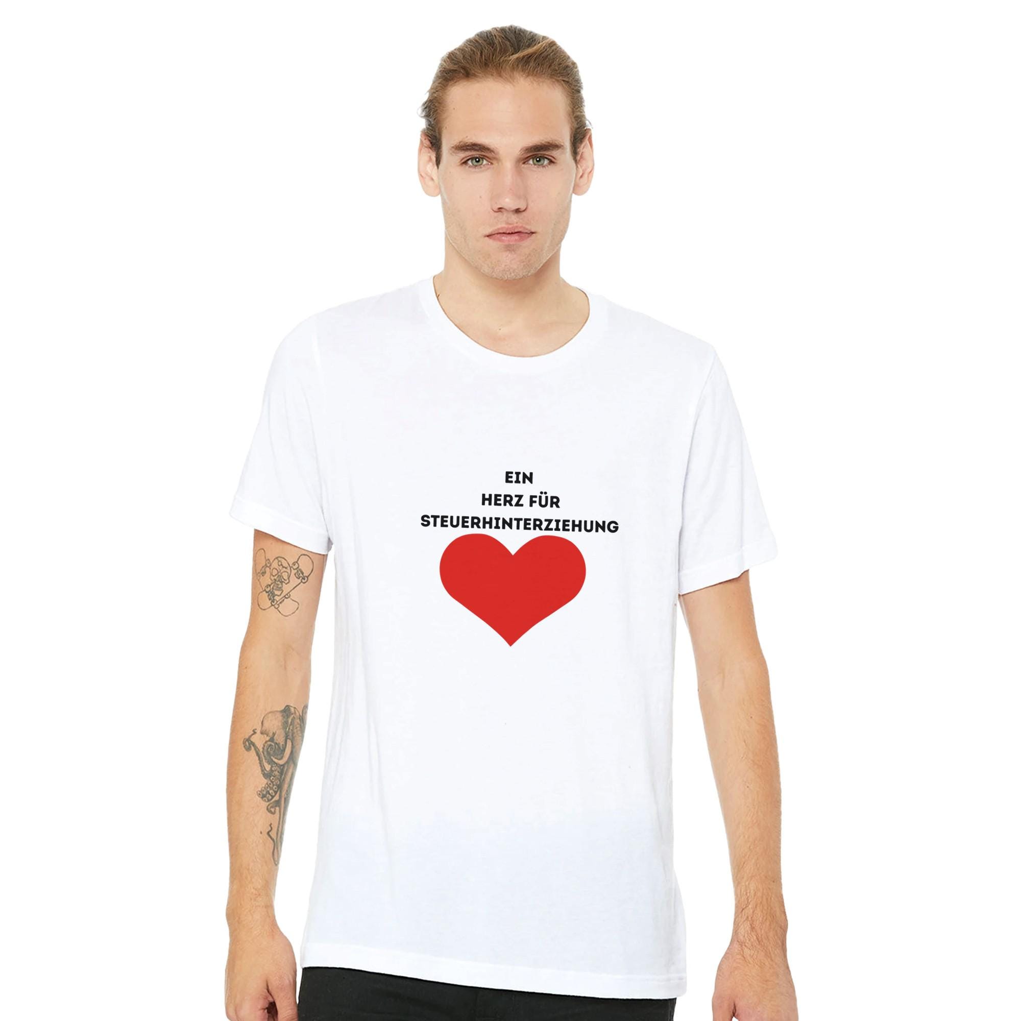 A Heart For Tax Evasion Funny T-shirt With Satire Fun Shirt For Men Ironic Gift With Saying
