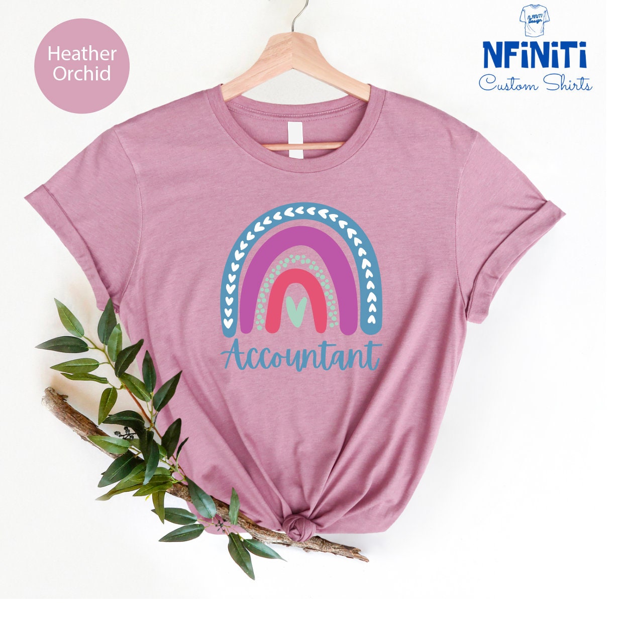 Accountant Hearts Rainbow Shirt Girls Leopard Accountant Tee Bookkeeper Cute Rainbow T-shirt Tax Season Tee Tax Day Shirt Rainbow Tee