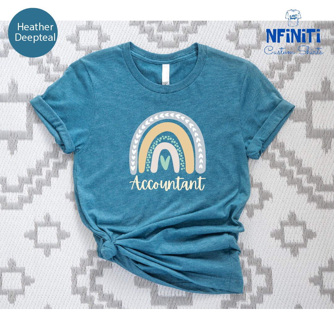 Accountant Hearts Rainbow Shirt Girls Leopard Accountant Tee Bookkeeper Cute Rainbow T-shirt Tax Season Tee Tax Day Shirt Rainbow Tee
