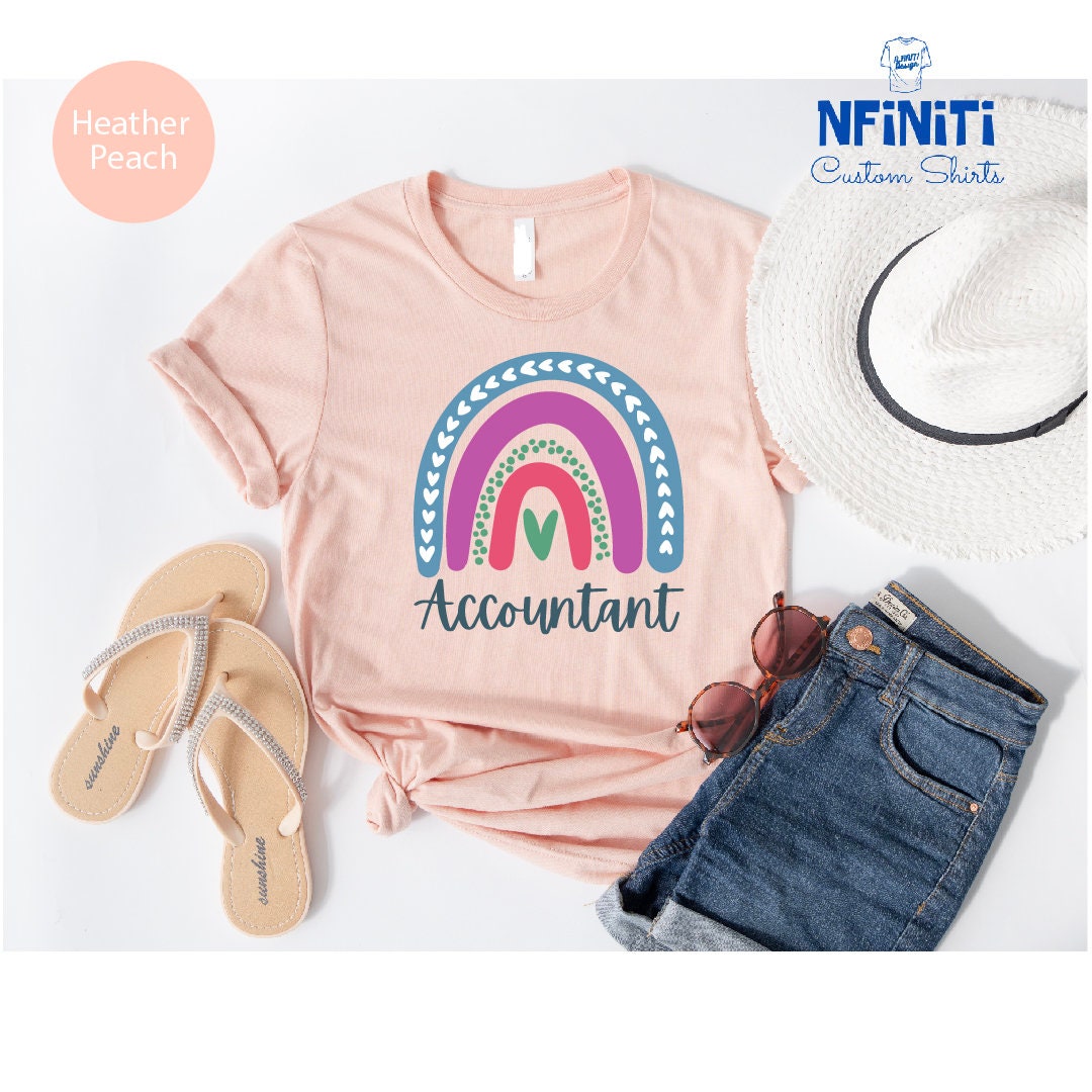 Accountant Hearts Rainbow Shirt Girls Leopard Accountant Tee Bookkeeper Cute Rainbow T-shirt Tax Season Tee Tax Day Shirt Rainbow Tee