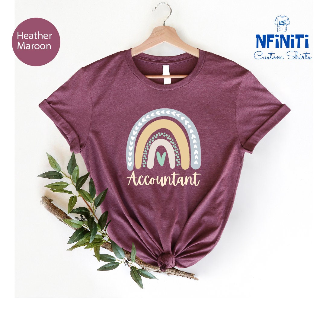 Accountant Hearts Rainbow Shirt Girls Leopard Accountant Tee Bookkeeper Cute Rainbow T-shirt Tax Season Tee Tax Day Shirt Rainbow Tee