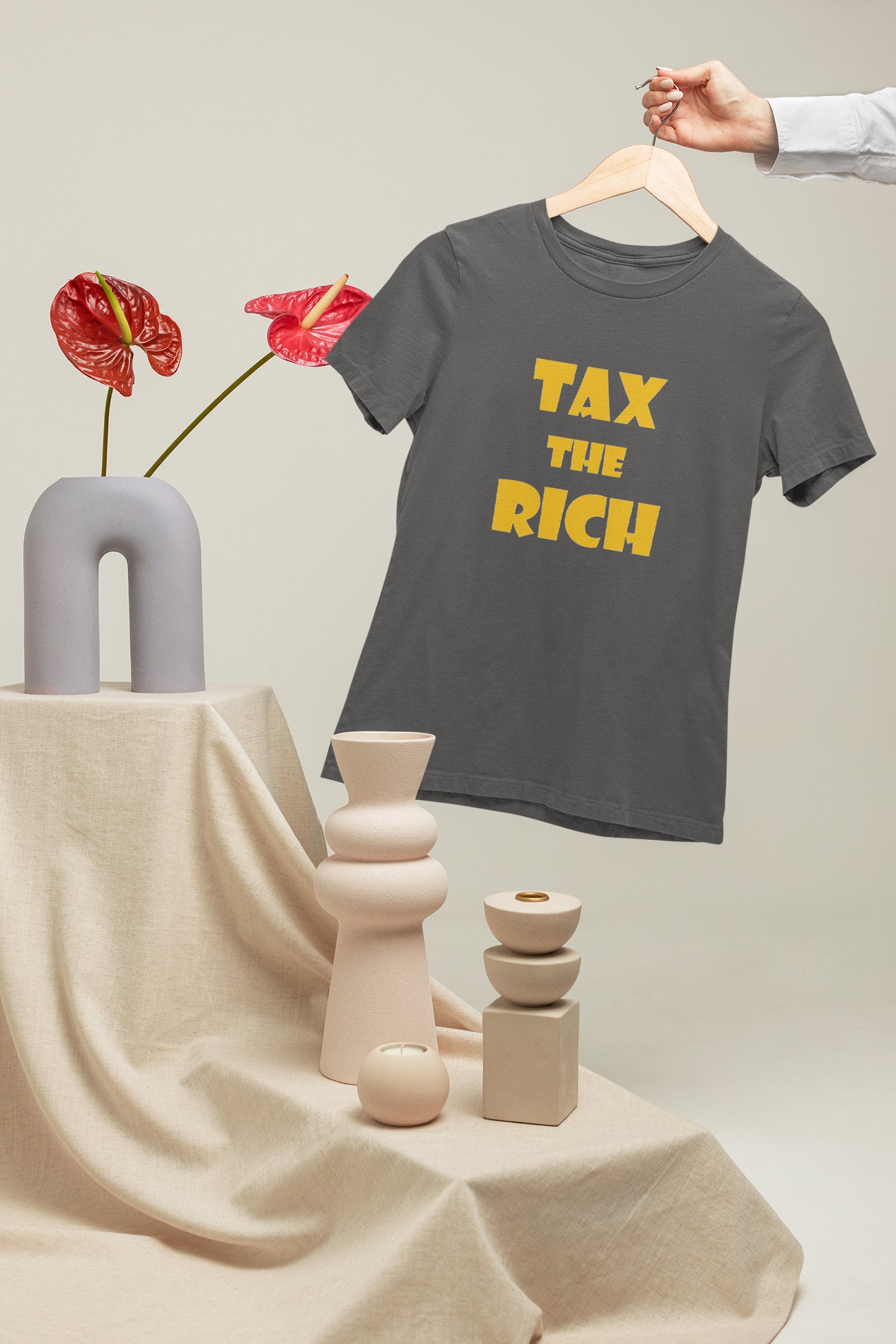 Tax The Rich T-shirt For The Shorter Fuller Feminine Form