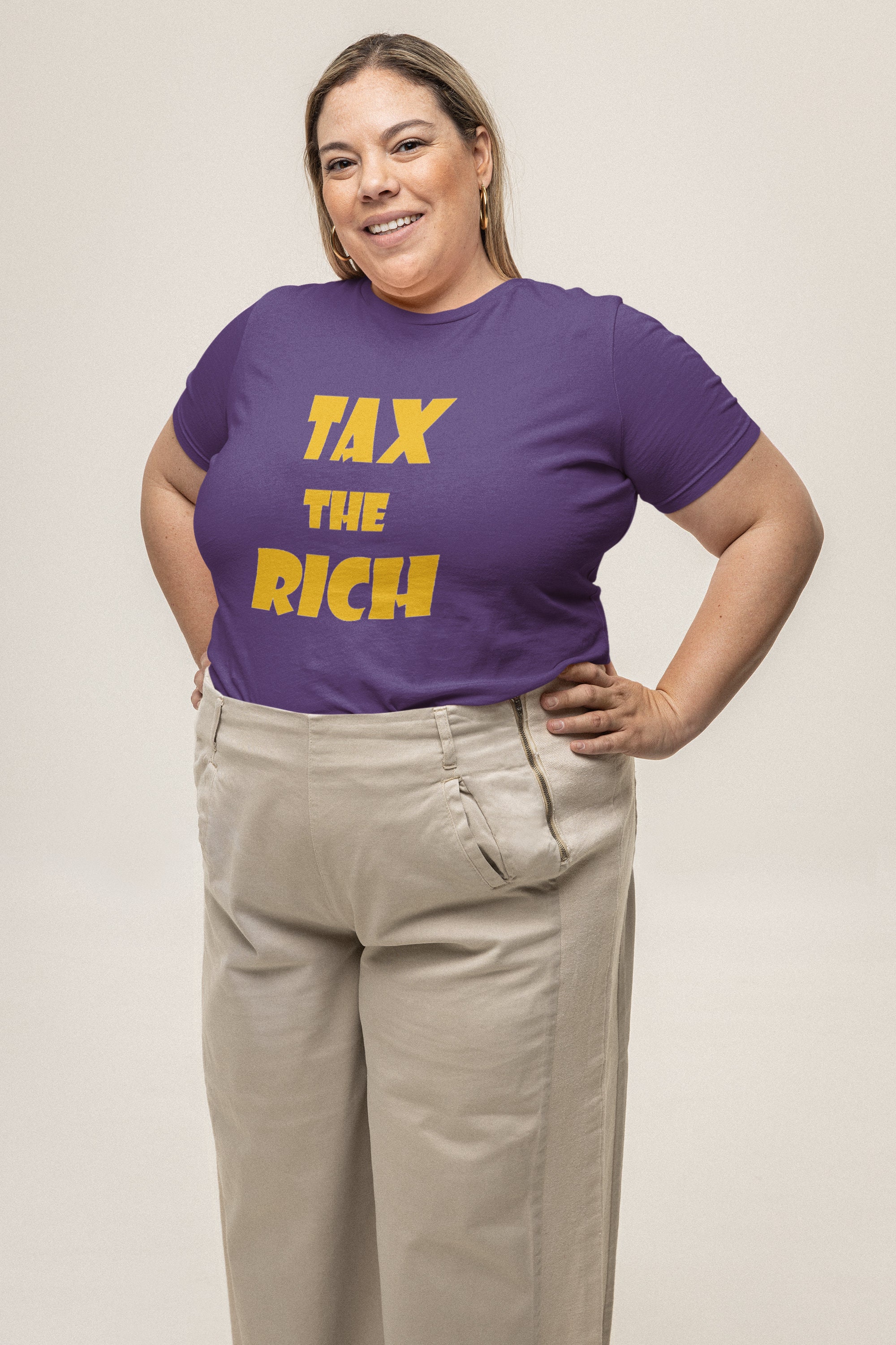 Tax The Rich T-shirt For The Shorter Fuller Feminine Form