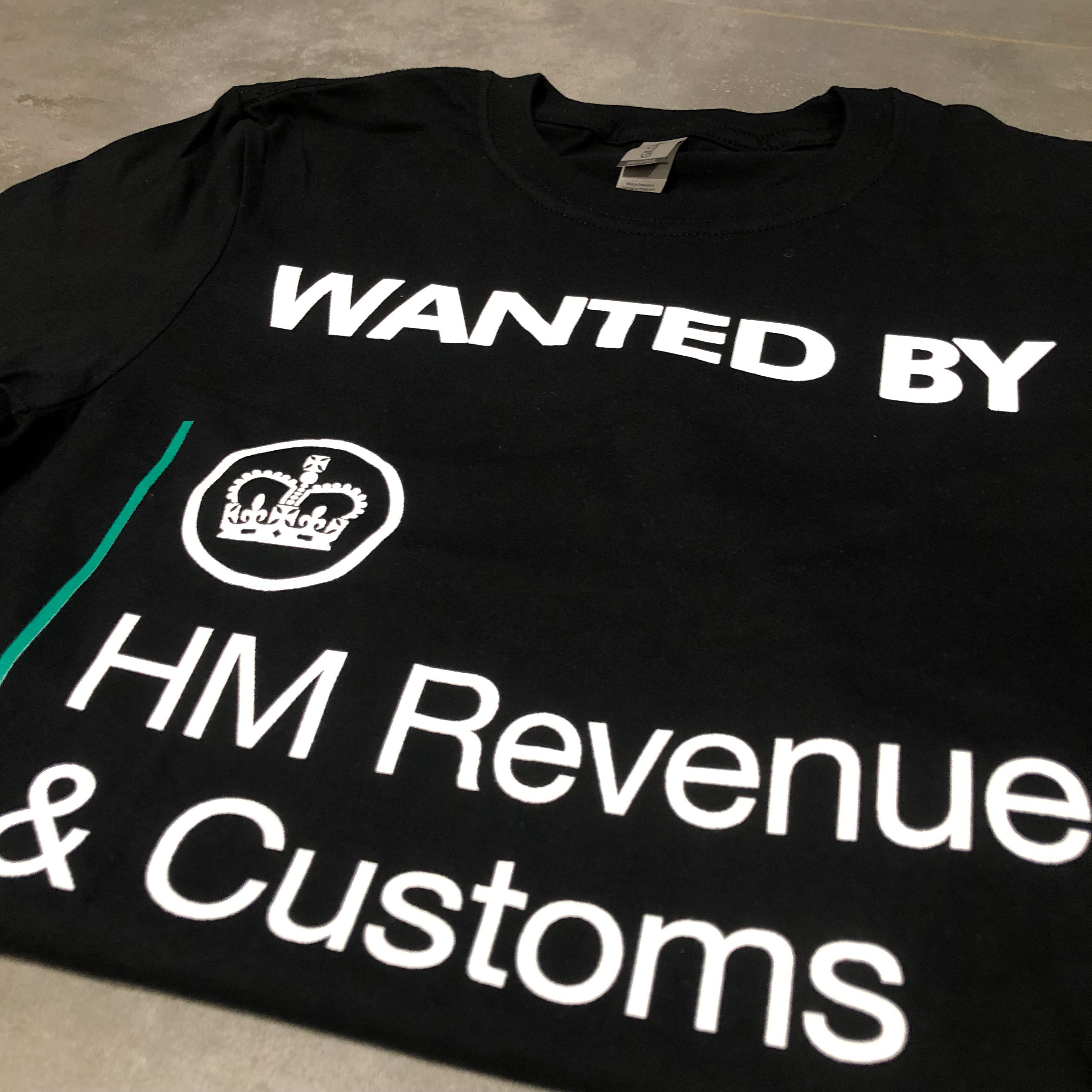 Wanted By Hmrc Fancy Dress Gag Meme T Shirt Unisex Mens Womens Gift Idea