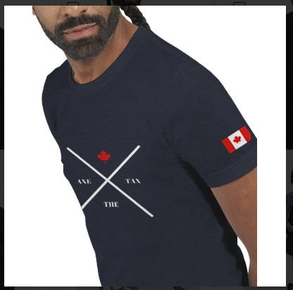 Axe The Tax - Printed T-shirt Premium Unisex Crewneck T-shirt In Black And Heather Midnight Navy Canada Axe The Tax Shirt