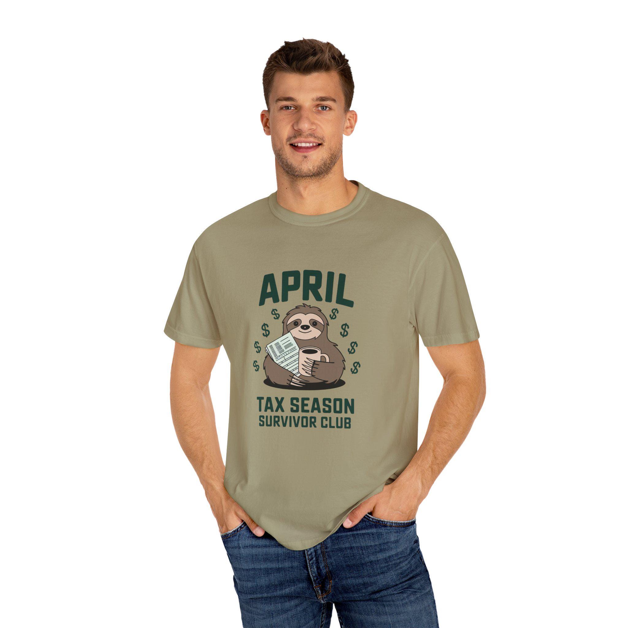 April Tax Season Survivor Club Shirt Funny Sloth Tax Day Tee Comfort Colors Tax Season Shirt Gift