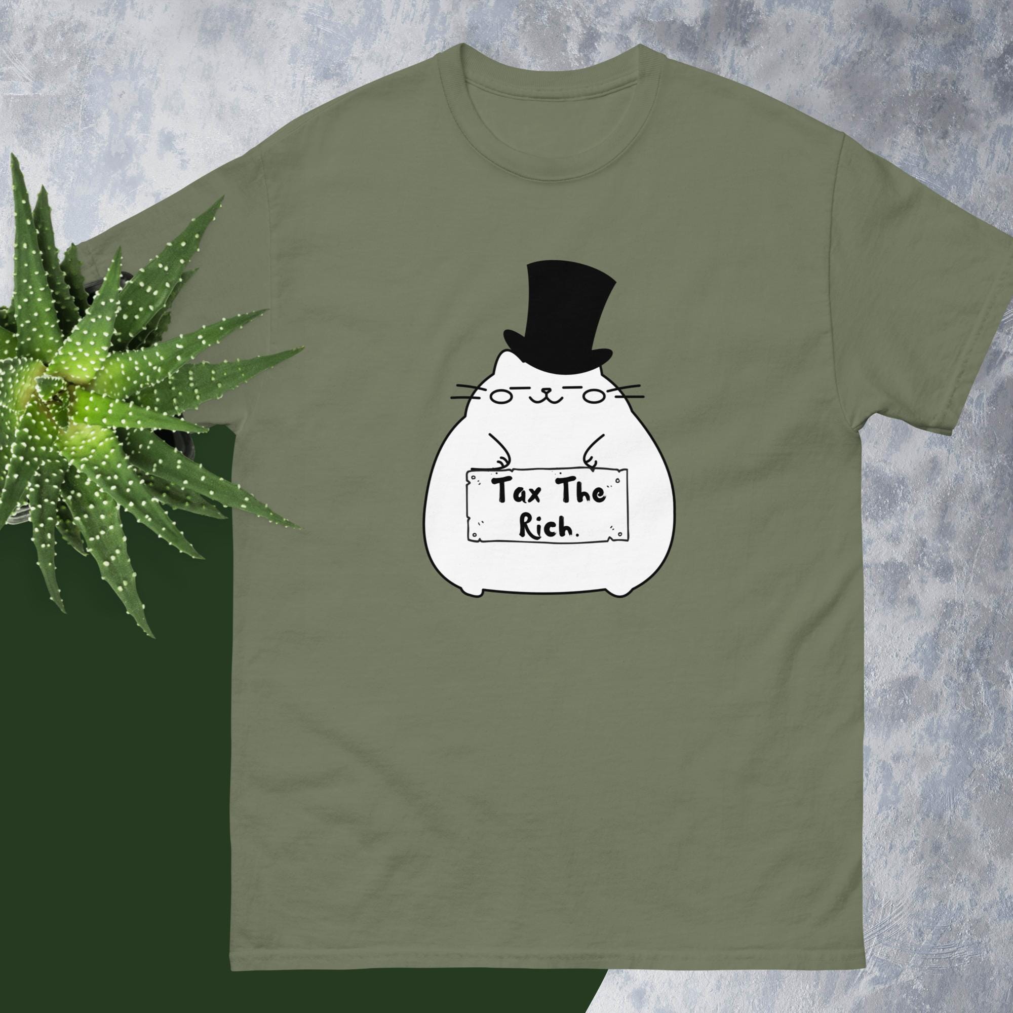 Fat Cat Tax The Rich T-shirt Political Graphic Tee Unisex Cotton Protest Shirt