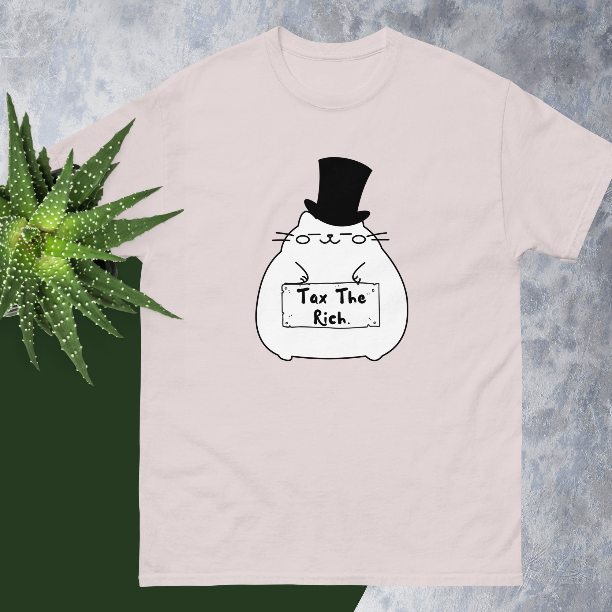 Fat Cat Tax The Rich T-shirt Political Graphic Tee Unisex Cotton Protest Shirt