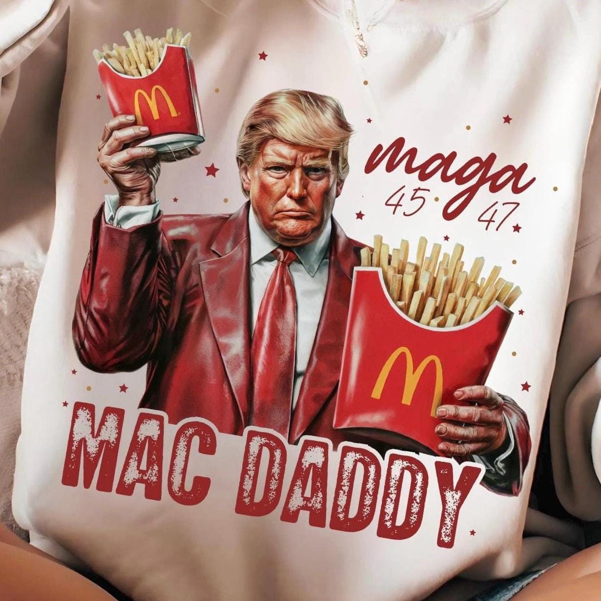 Funny Trump Fries Making Fries Humor Middle Class Kamala Election Maga 2024 Voter Republican Fast Food Mac Daddy Hamburger Png Sublimation