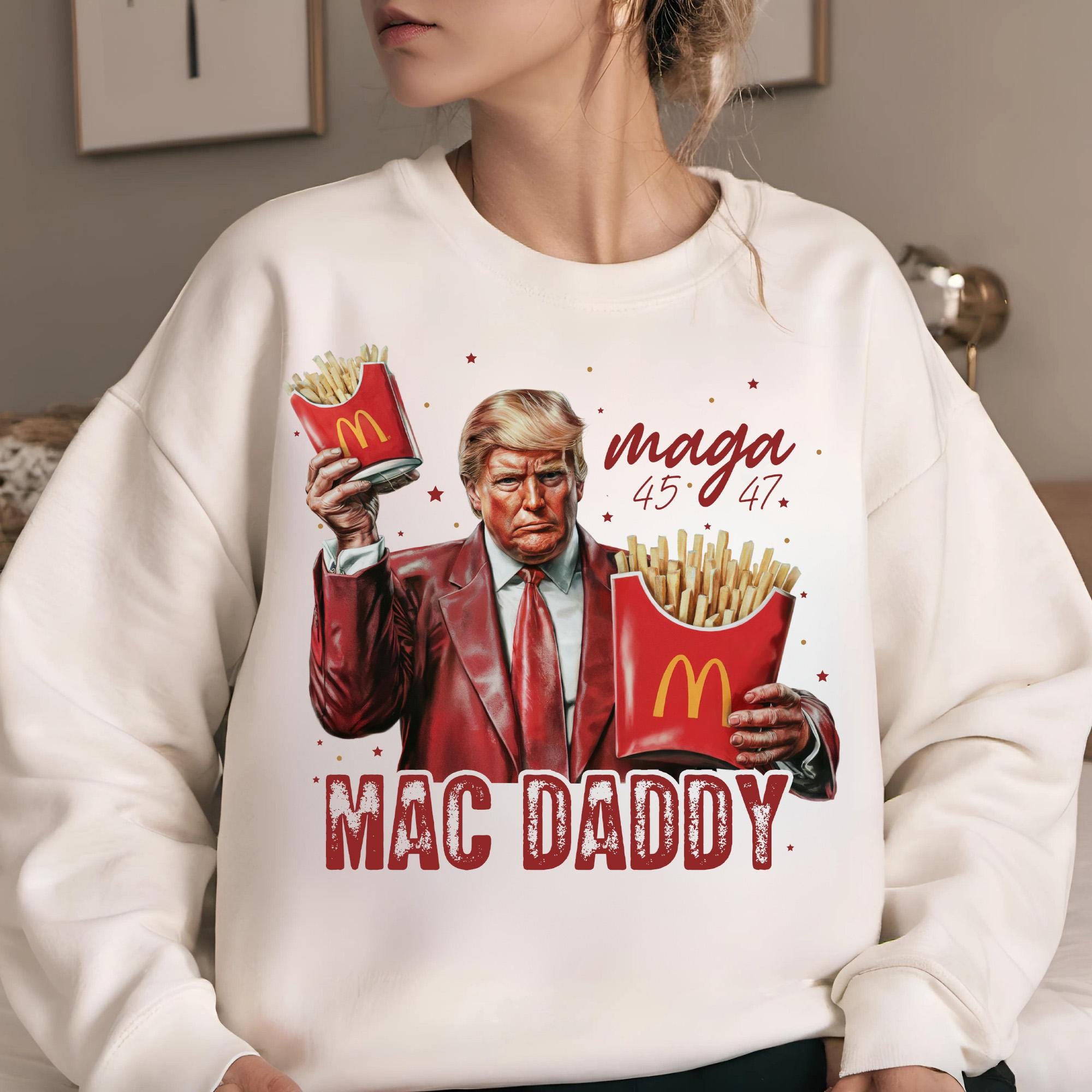 Funny Trump Fries Making Fries Humor Middle Class Kamala Election Maga 2024 Voter Republican Fast Food Mac Daddy Hamburger Png Sublimation