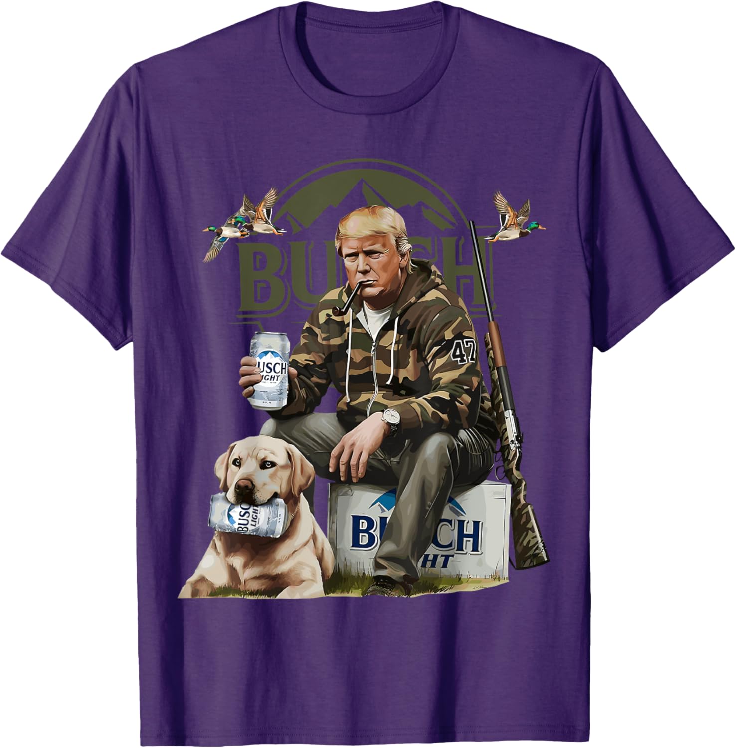 Retro Trump Hunting Deer Funny Beer Drinking Beer Hunting T-shirt